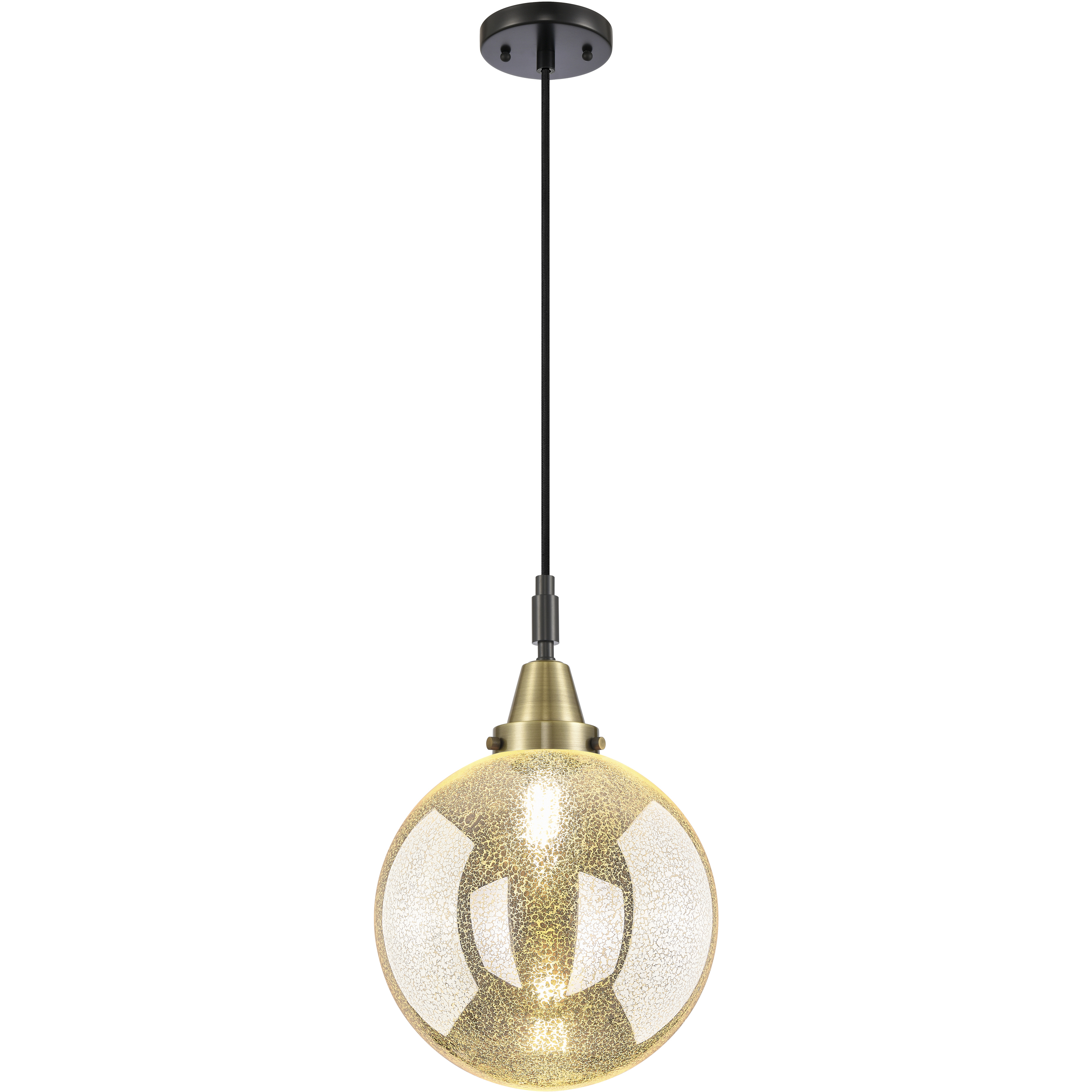 Beacon 1 Light 10 inch Black Antique Brass Mini Pendant Ceiling Light in Mercury Glass