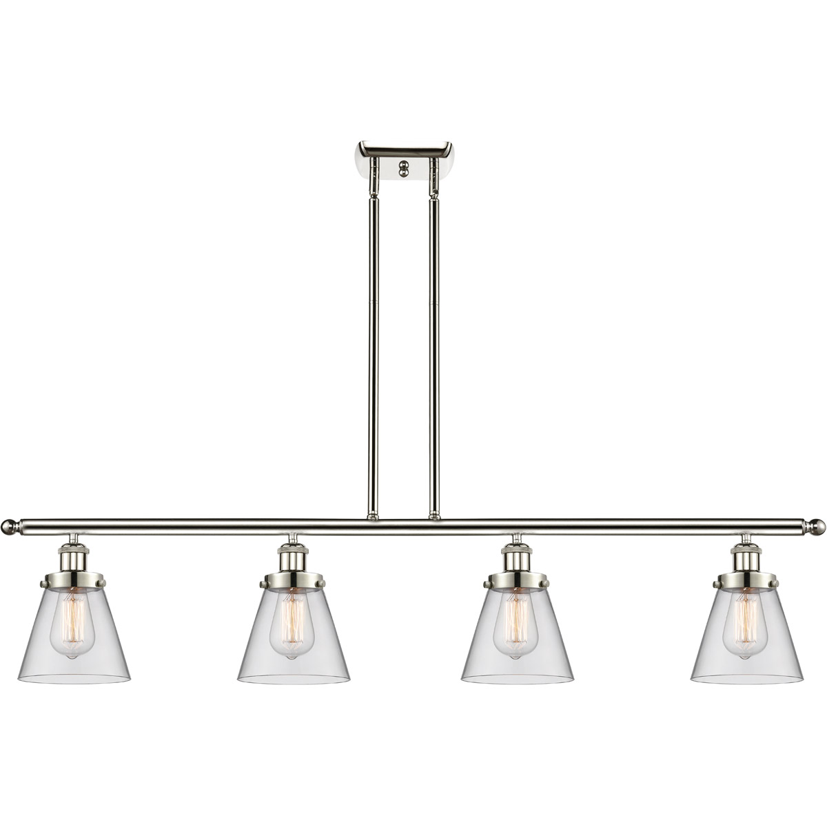 Ballston Small Cone 4 Light 48 inch Polished Nickel Island Light Ceiling Light in Clear Glass