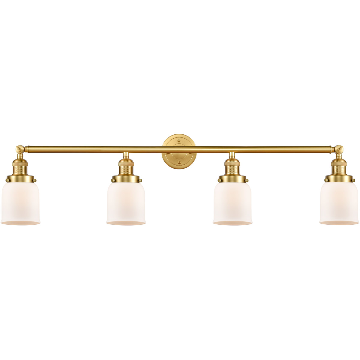 Franklin Restoration Small Bell LED 42 inch Satin Gold Bath Vanity Light Wall Light in Matte White Glass, Franklin Restoration