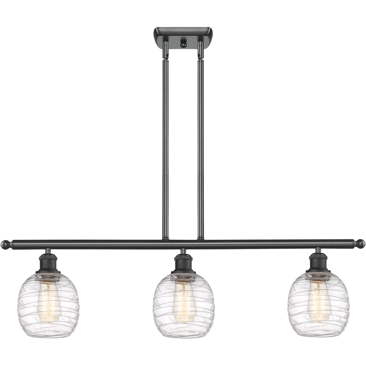 Ballston Belfast 3 Light 36 inch Matte Black Island Light Ceiling Light
