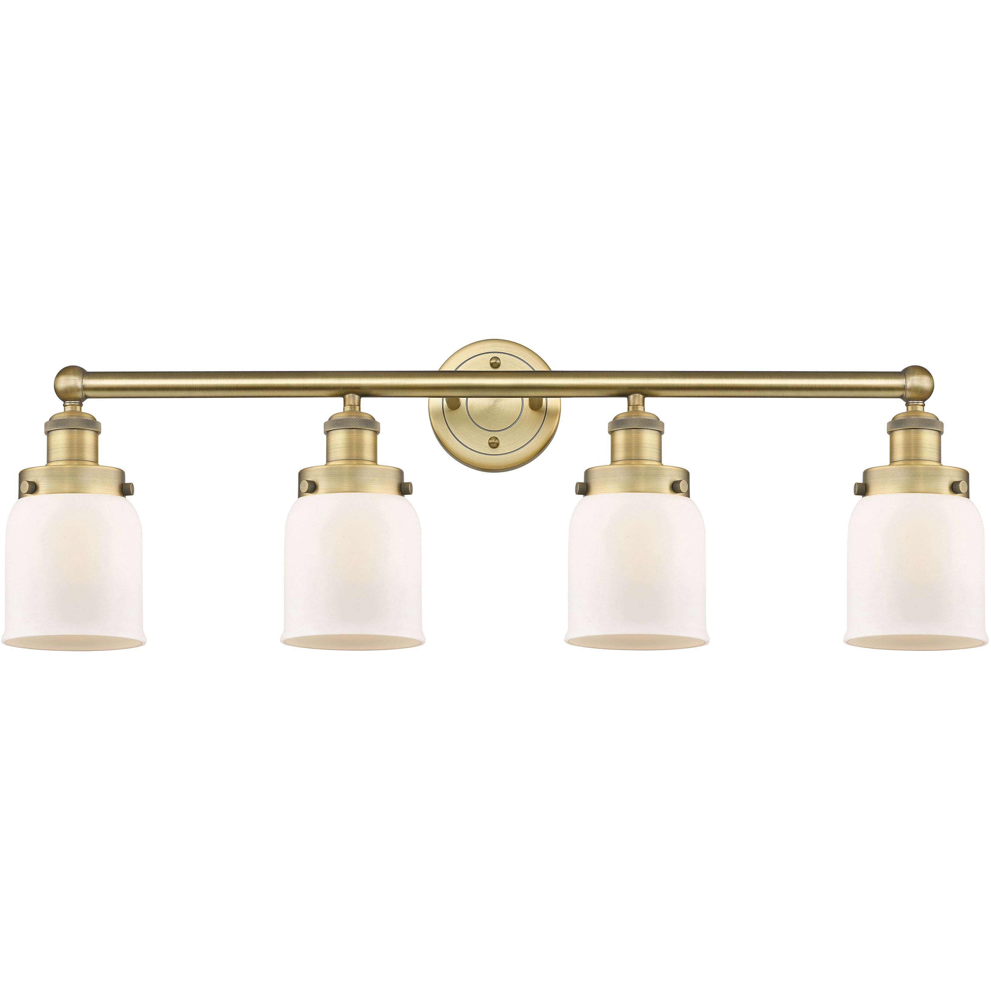 Bell 4 Light 33.5 inch Brushed Brass Bath Vanity Light Wall Light in Matte White Glass, Small