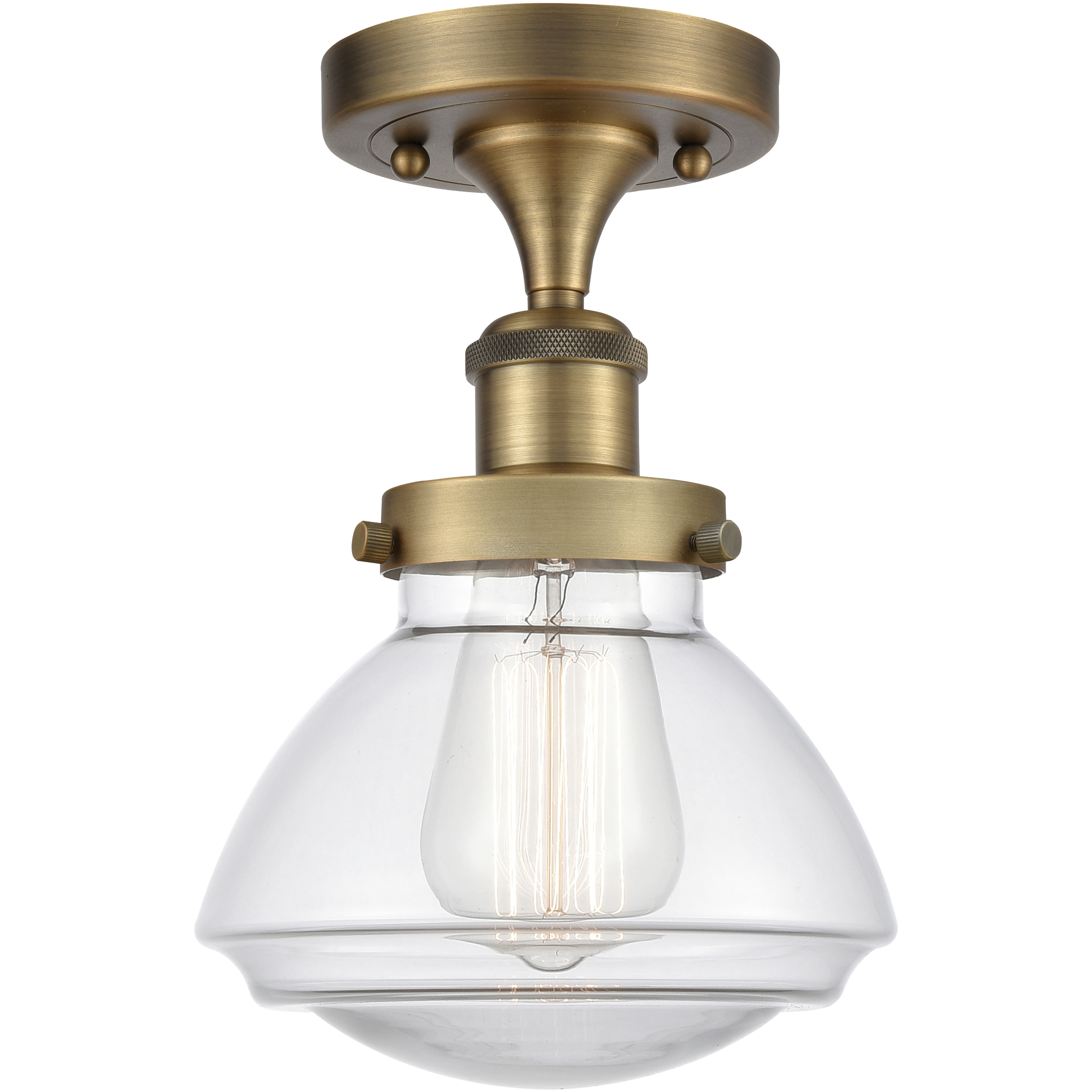 Olean 1 Light 6.5 inch Brushed Brass Semi-Flush Mount Ceiling Light