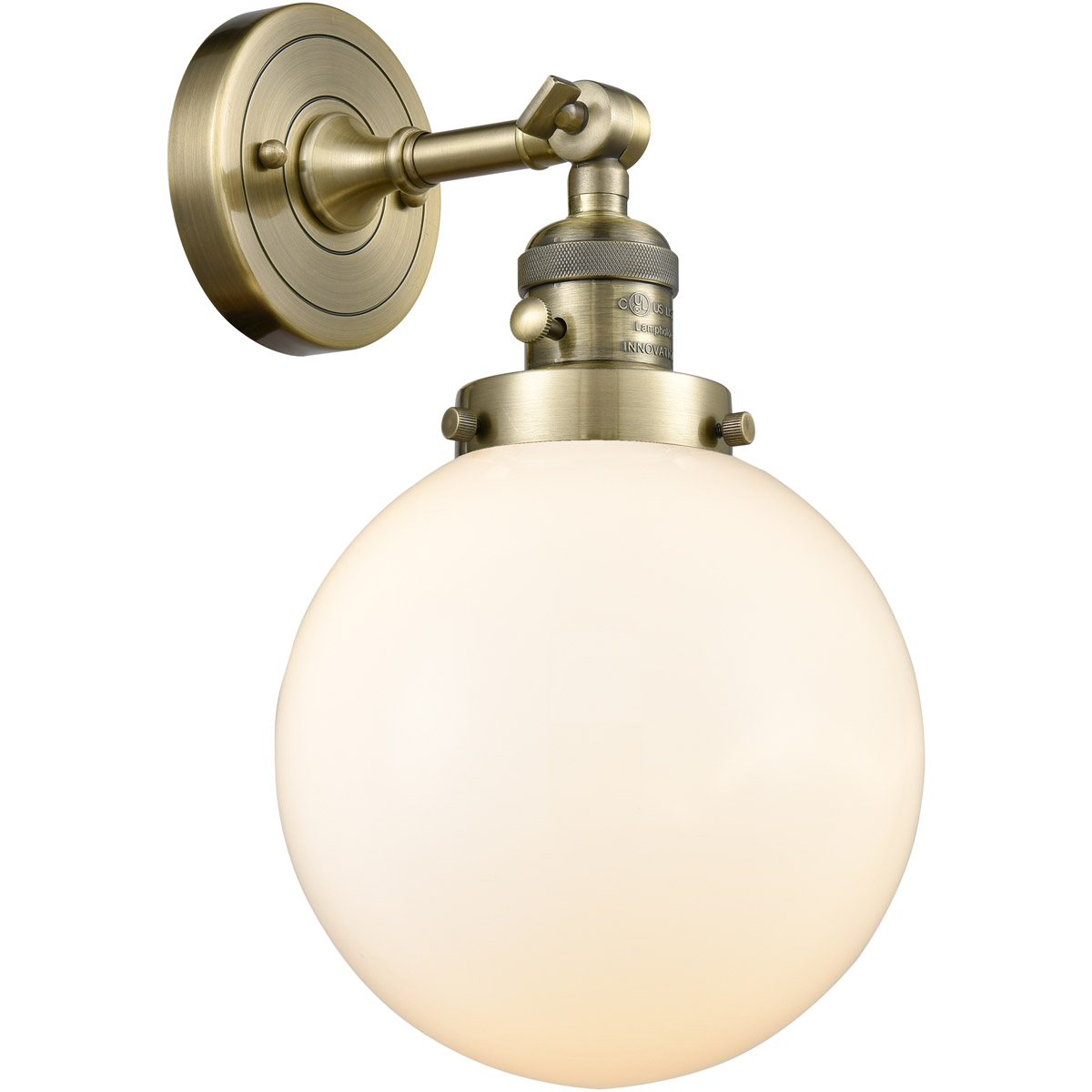 Franklin Restoration Large Beacon LED 8 inch Antique Brass Sconce Wall Light, Franklin Restoration