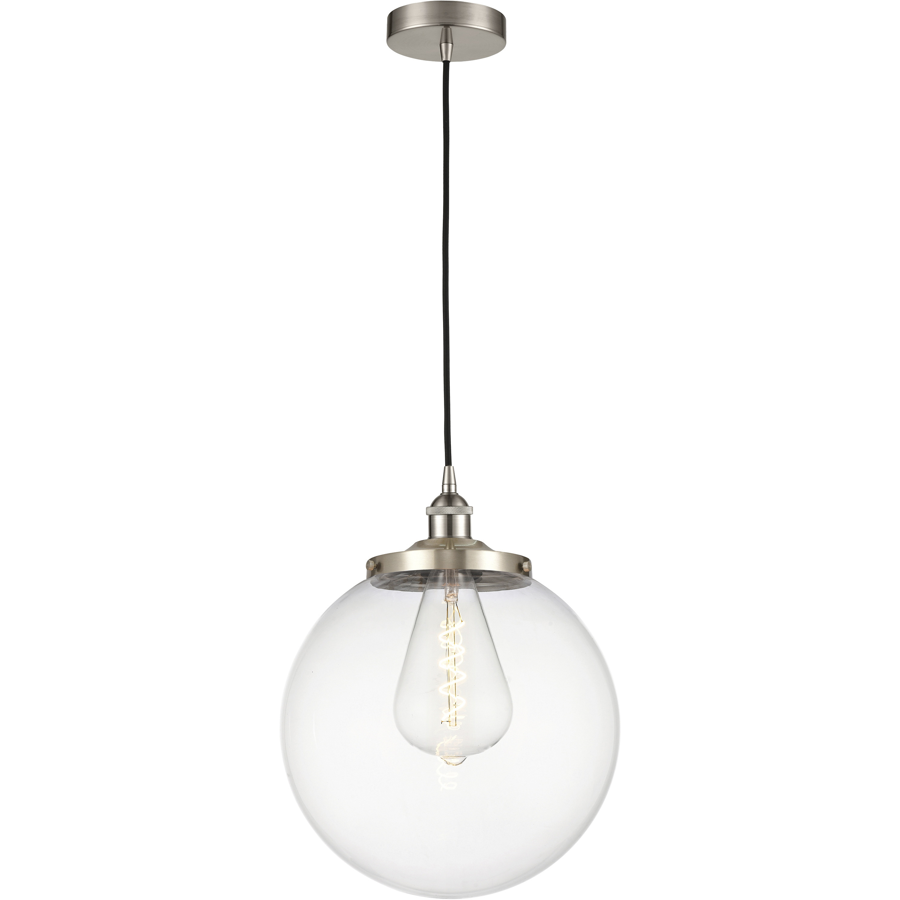 Beacon 1 Light 13.75 inch Brushed Satin Nickel Mini Pendant Ceiling Light in Clear Glass
