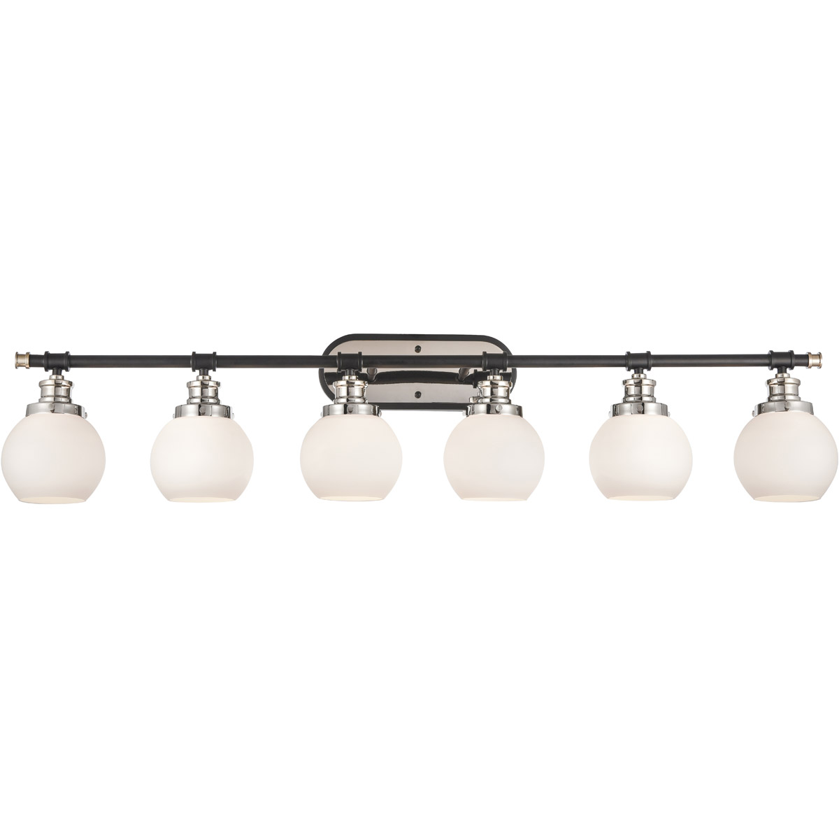 Saybrook LED 47.75 inch Black Polished Nickel Bath Vanity Light Wall Light in Matte White Glass