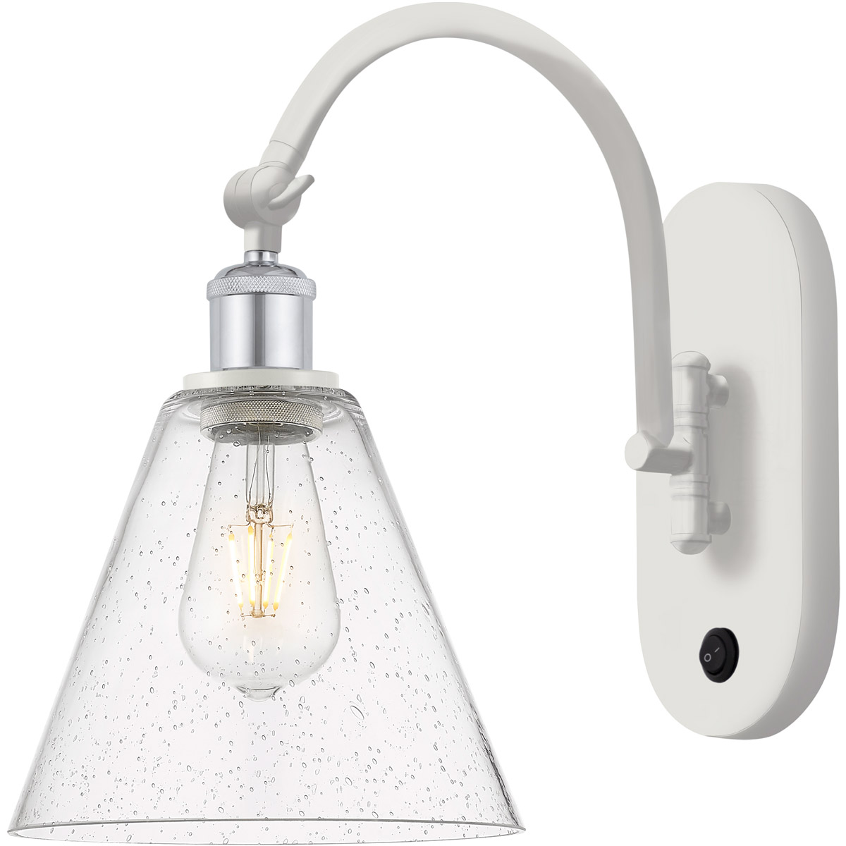 Ballston Cone LED 8 inch White and Polished Chrome Sconce Wall Light in Seedy Glass