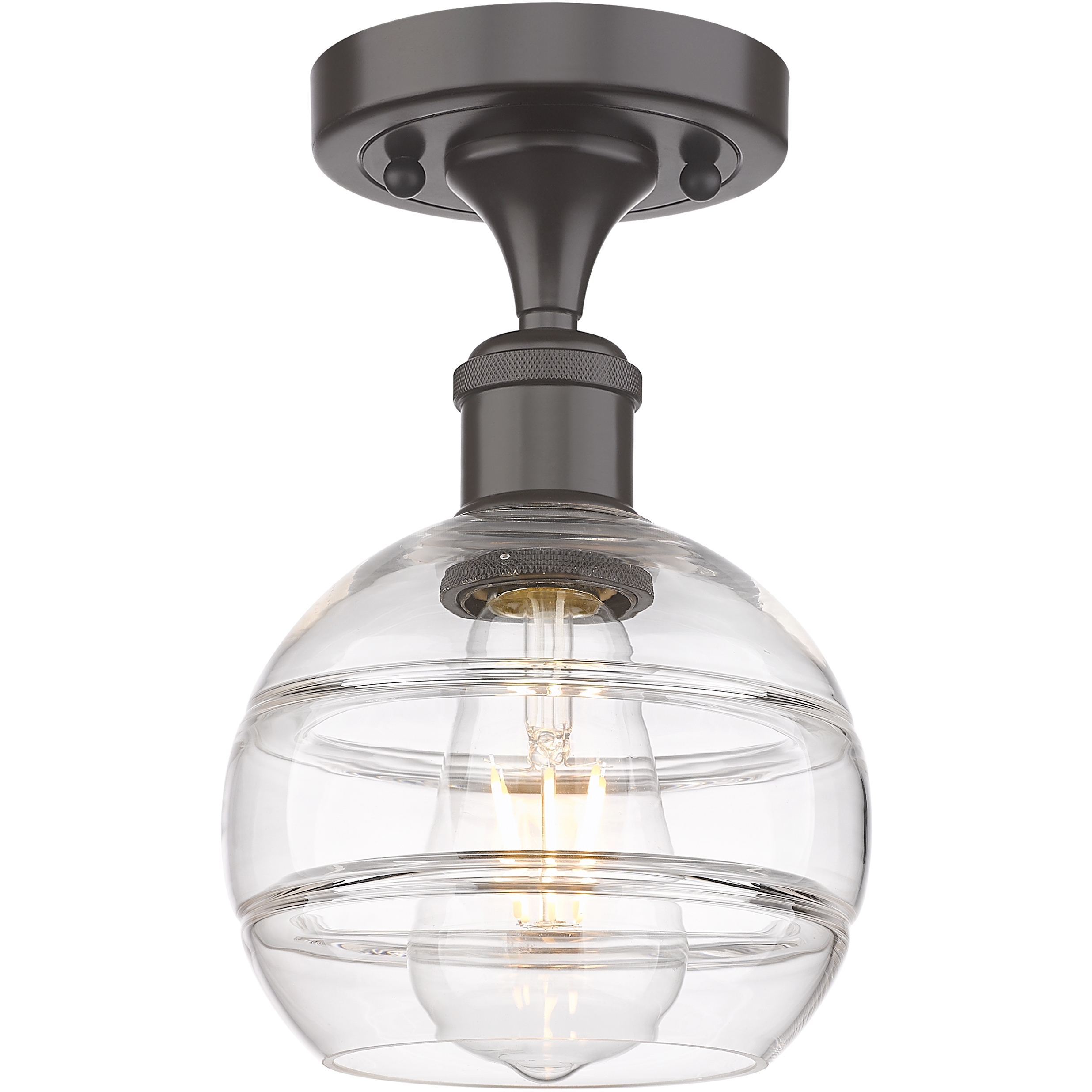 Edison Rochester 1 Light 5.88 inch Oil Rubbed Bronze Semi-Flush Mount Ceiling Light in Clear Glass