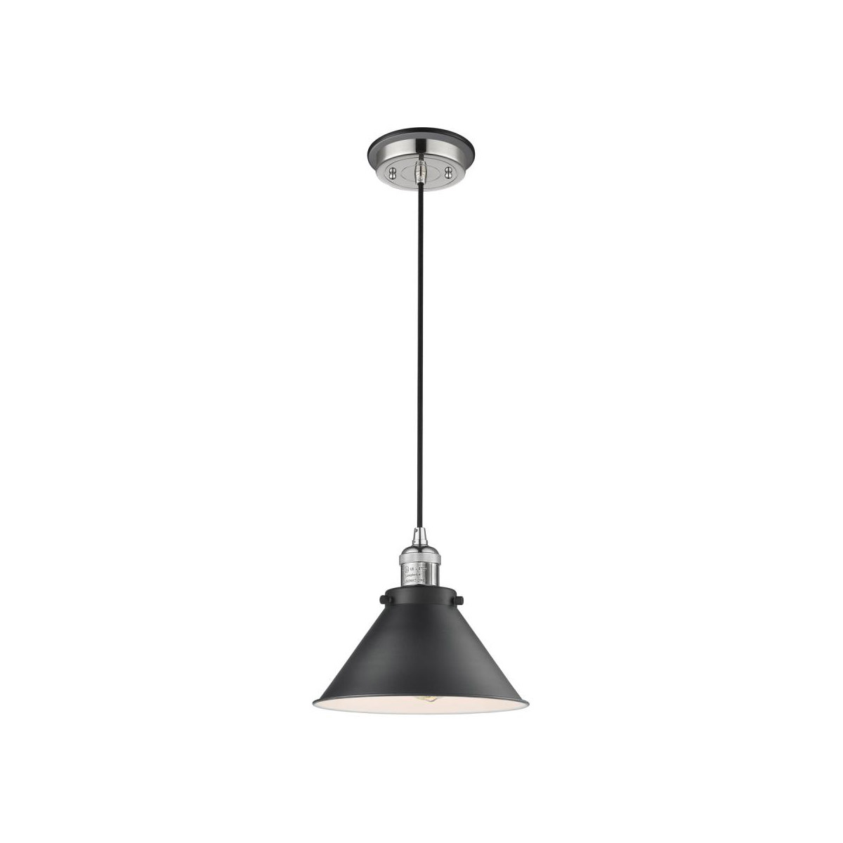 Franklin Restoration Briarcliff 1 Light 10 inch Polished Nickel/Matte Black Mini Pendant Ceiling Light