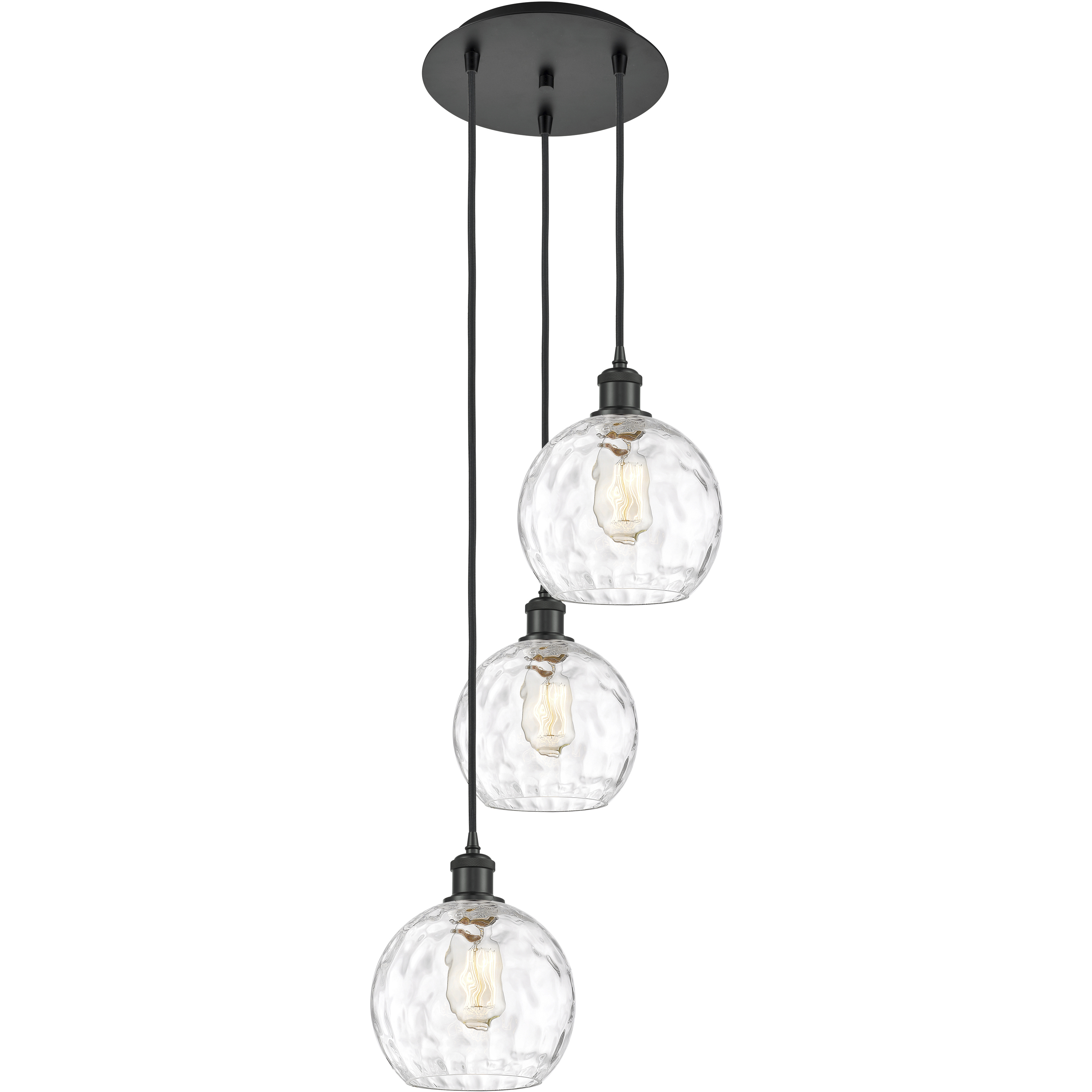 Ballston Athens Water Glass 3 Light 15 inch Matte Black Multi-Pendant Ceiling Light