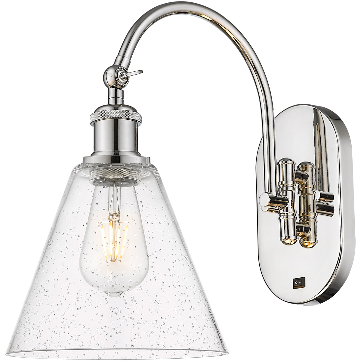 Ballston Cone LED 8 inch Polished Nickel Sconce Wall Light in Seedy Glass