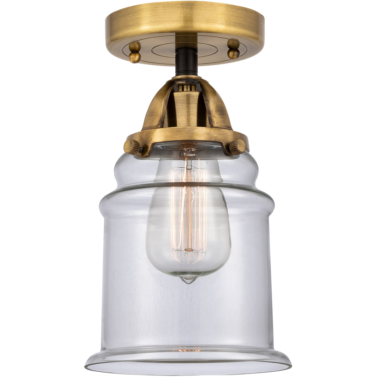 Nouveau 2 Canton 1 Light 6 inch Black Antique Brass Semi-Flush Mount Ceiling Light in Clear Glass