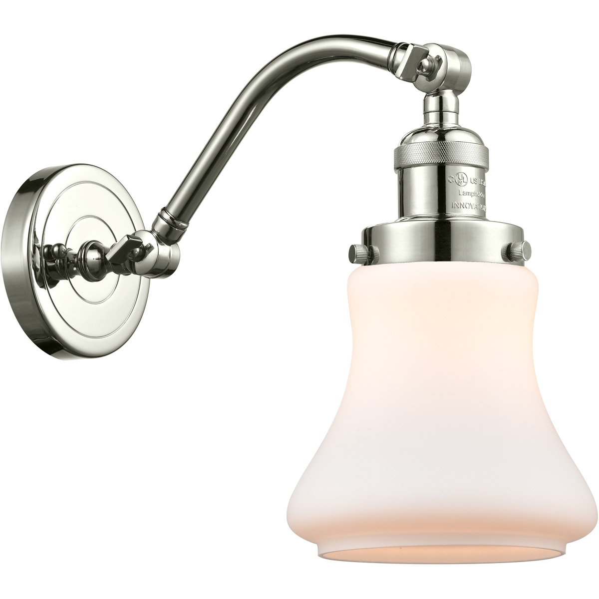 Franklin Restoration Bellmont LED 7 inch Polished Nickel Sconce Wall Light in Matte White Glass, Franklin Restoration