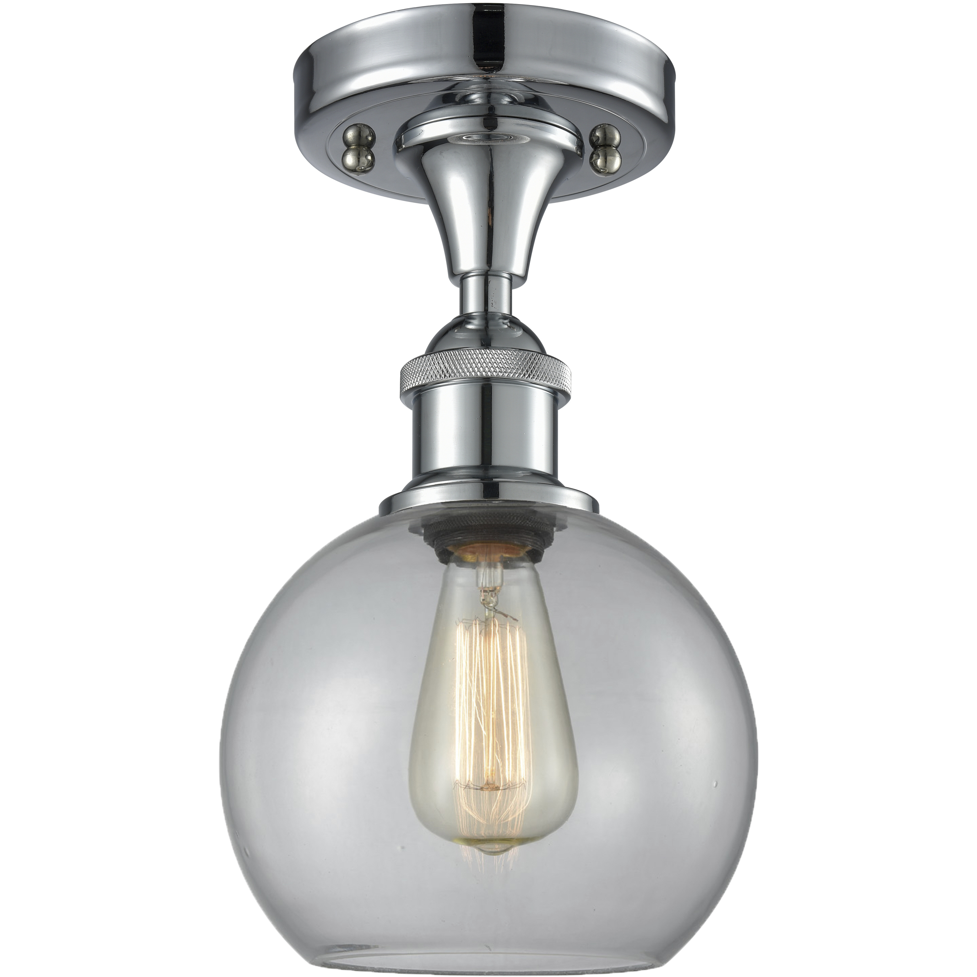 Edison Athens 1 Light 8 inch Polished Chrome Semi-Flush Mount Ceiling Light in Clear Glass