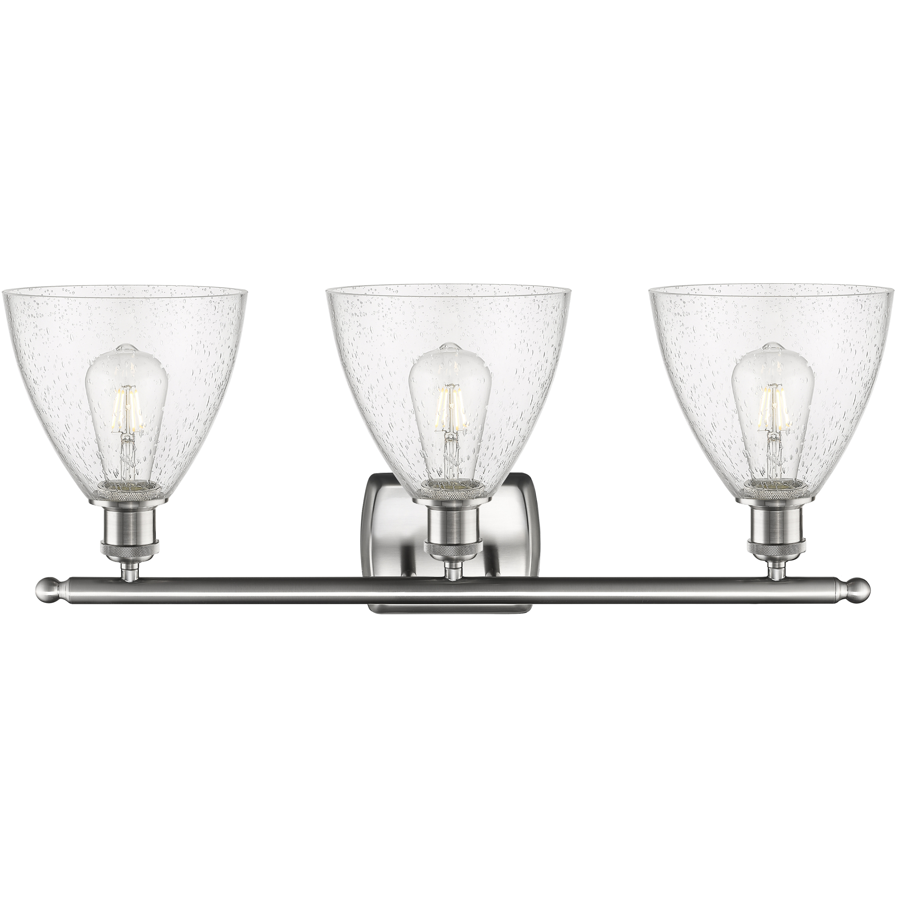 Ballston Ballston Dome 3 Light 28 inch Brushed Satin Nickel Bath Vanity Light Wall Light in Seedy Glass