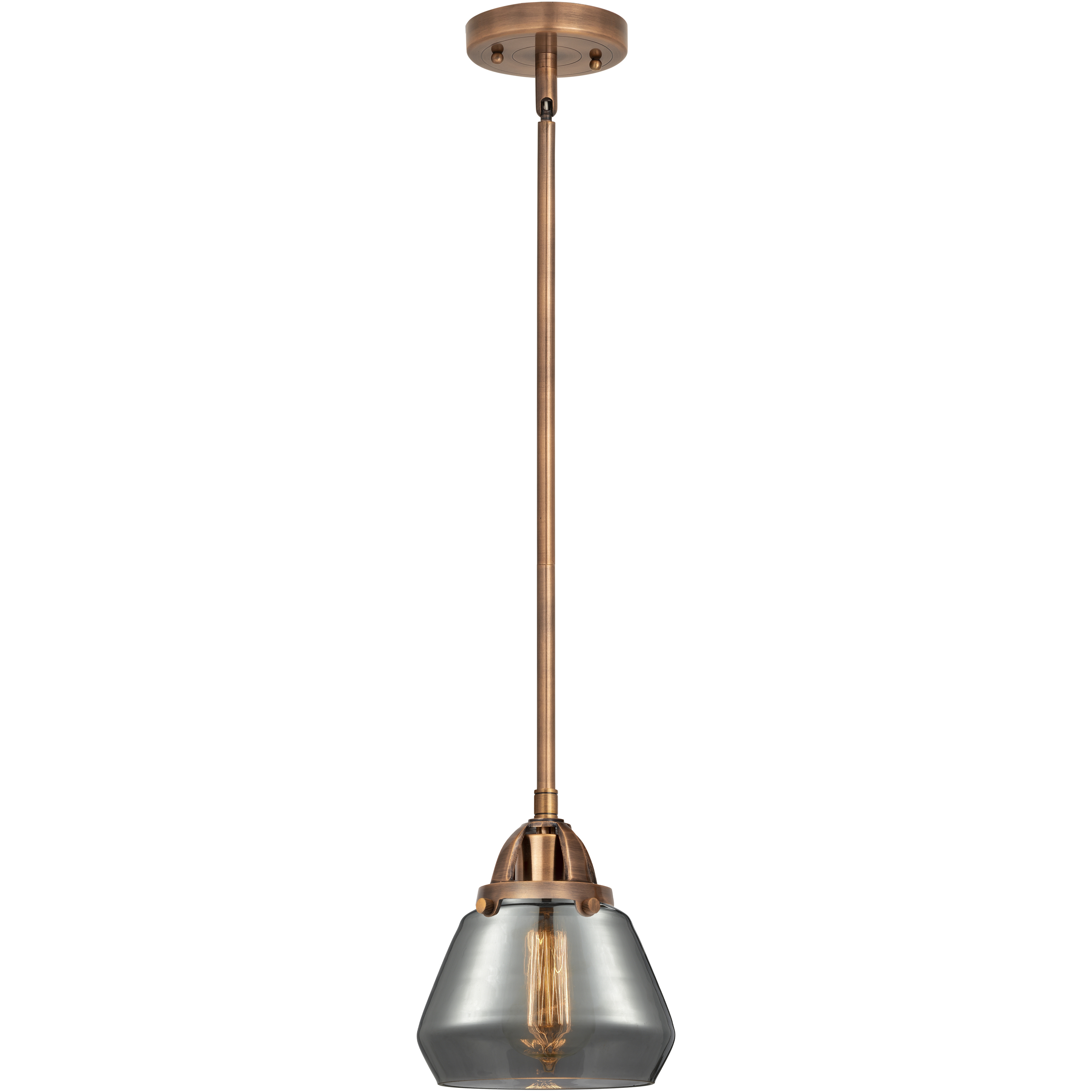 Nouveau 2 Fulton LED 6.75 inch Antique Copper Mini Pendant Ceiling Light in Plated Smoke