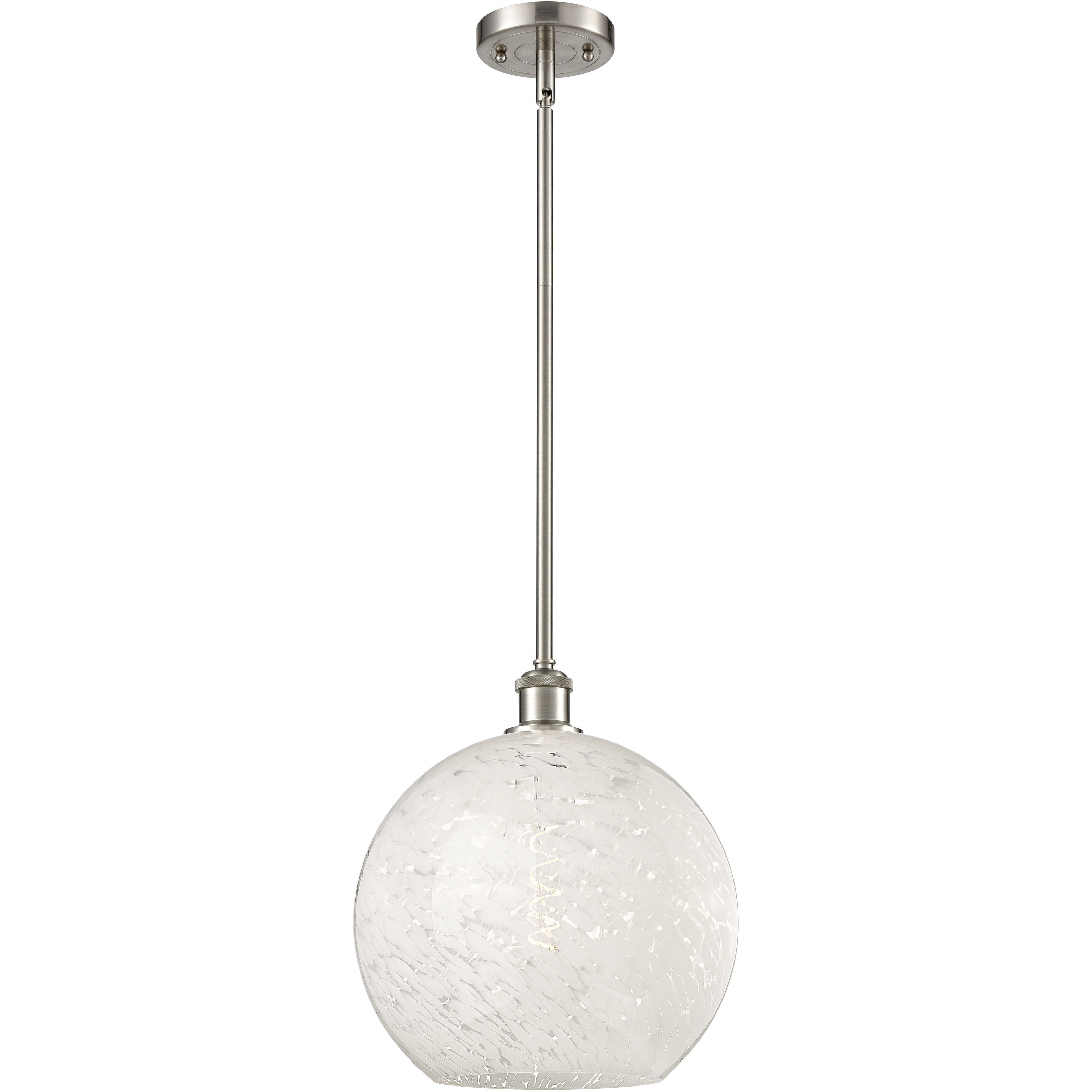 Ballston White Mouchette 1 Light 12 inch Brushed Satin Nickel Stem Hung Pendant Ceiling Light