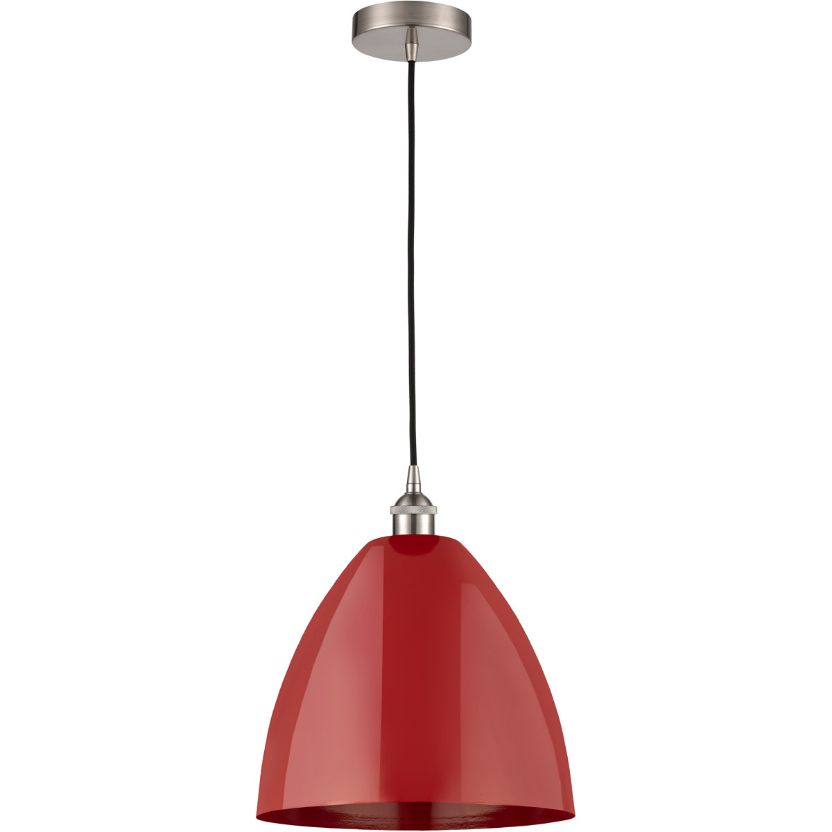 Edison Plymouth Dome LED 12 inch Brushed Satin Nickel Mini Pendant Ceiling Light