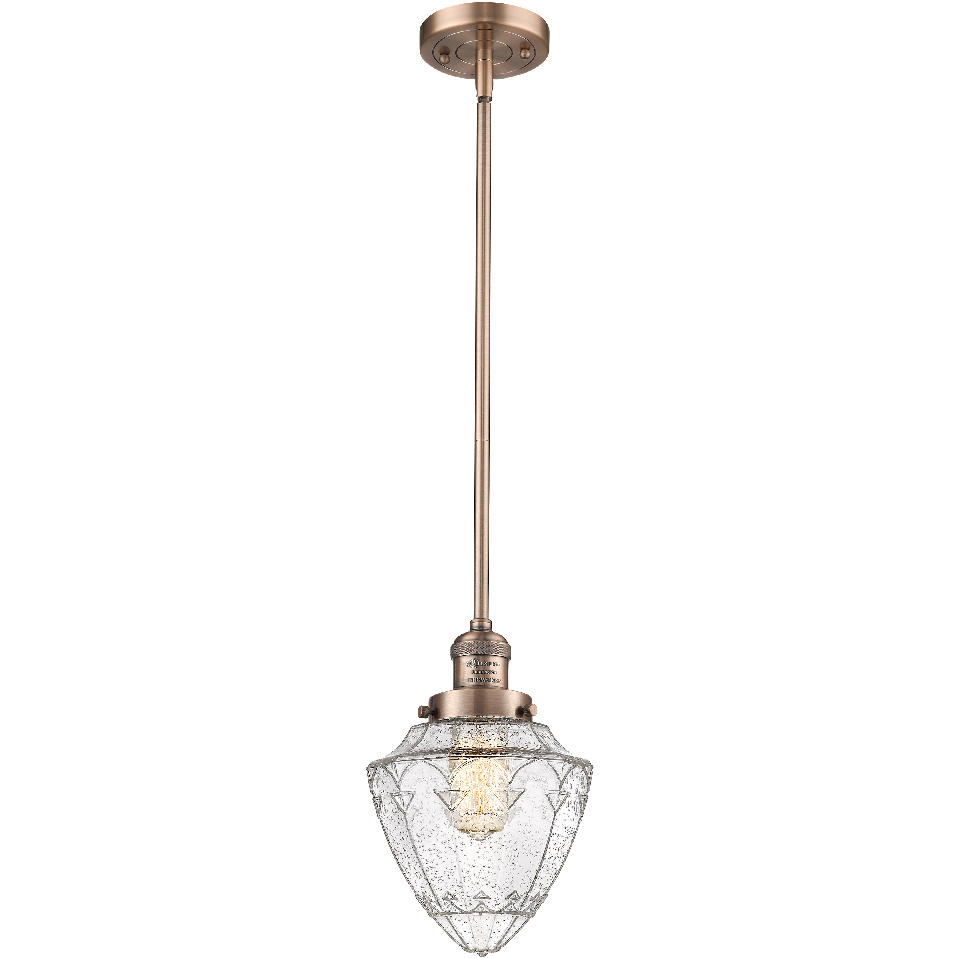 Franklin Restoration Bullet 1 Light 7 inch Antique Copper Mini Pendant Ceiling Light in Incandescent, Seedy