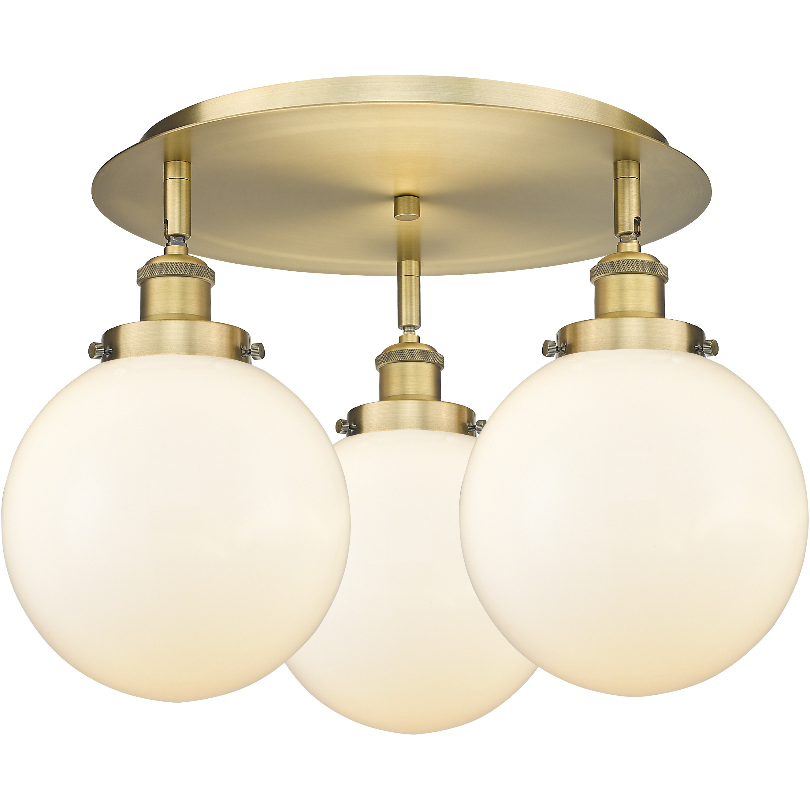 Canton 3 Light 19.75 inch Brushed Brass Flush Mount Ceiling Light in Matte White