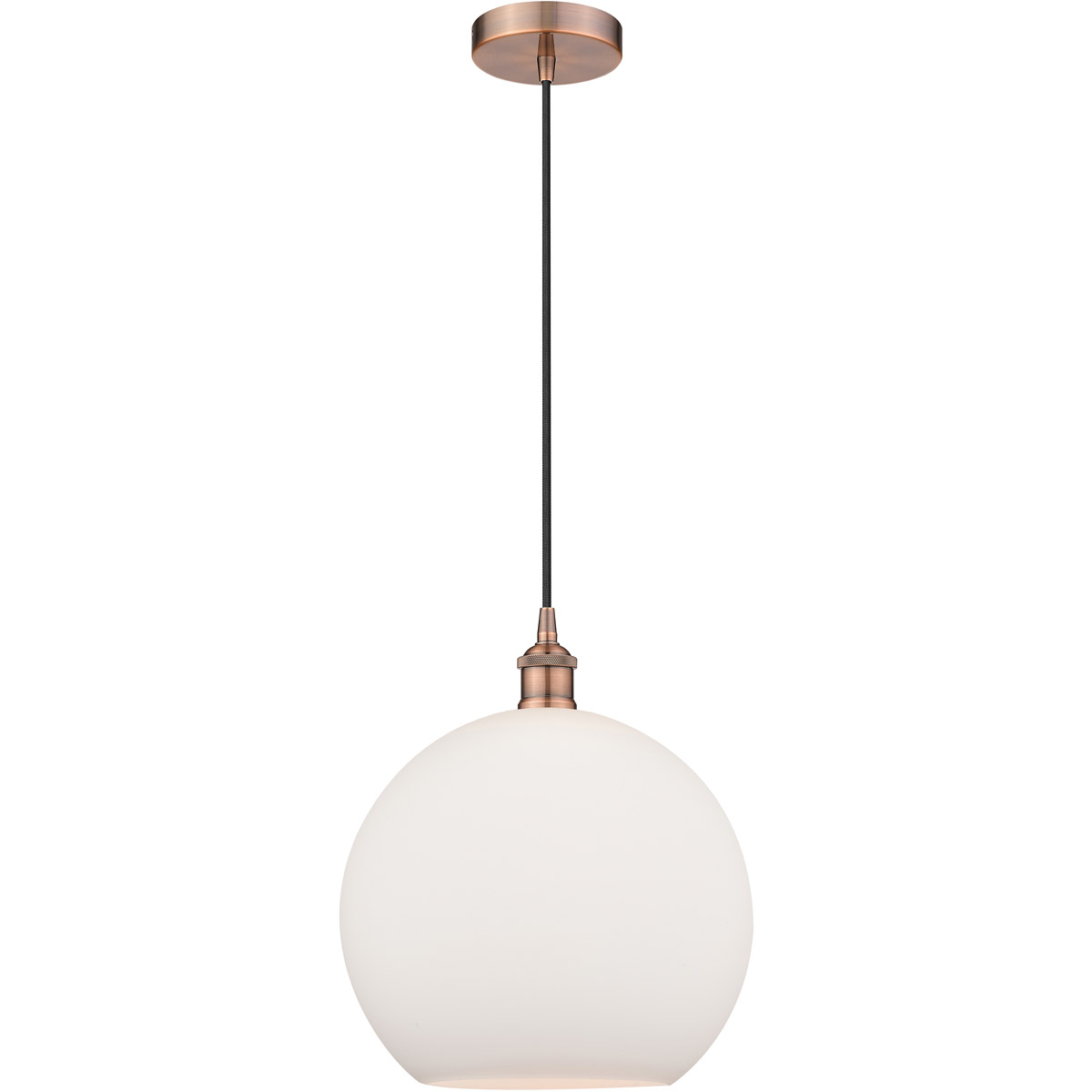 Edison Athens LED 11.75 inch Antique Copper Mini Pendant Ceiling Light in Matte White Glass