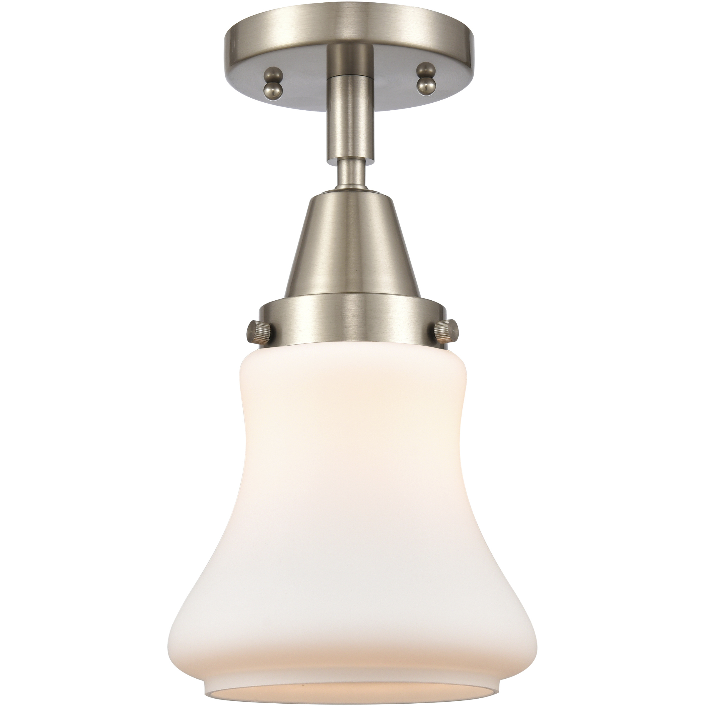 Franklin Restoration Bellmont 1 Light 6.25 inch Brushed Satin Nickel Flush Mount Ceiling Light in Matte White Glass