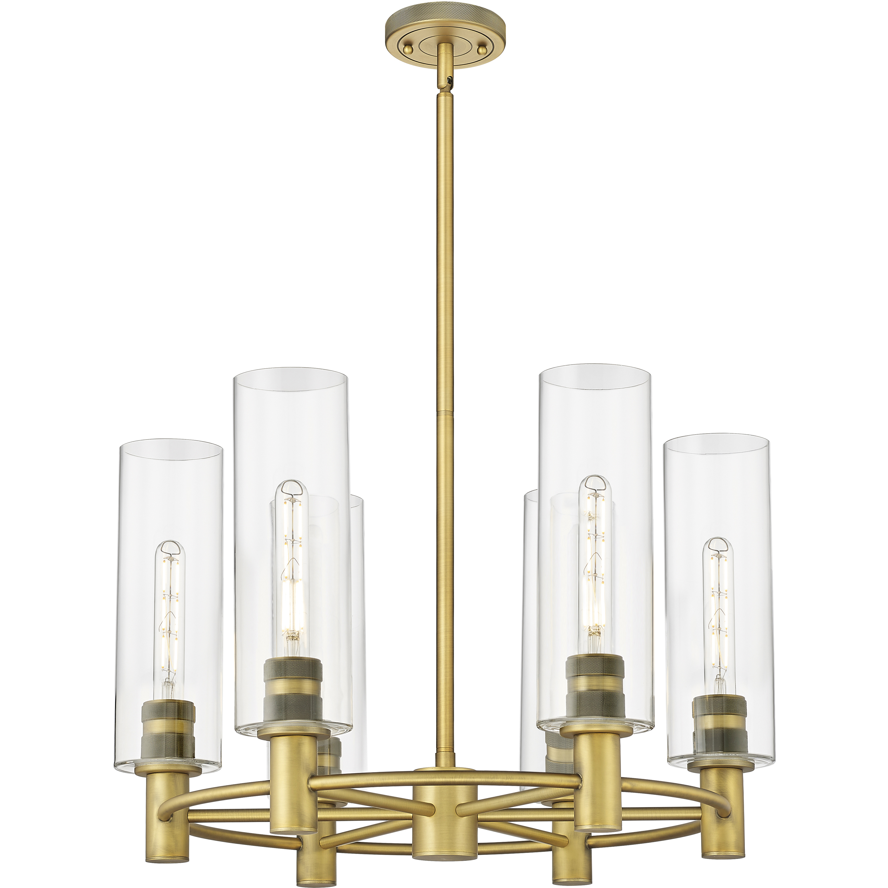 Crown Point 6 Light 24 inch Brushed Brass Chandelier Ceiling Light in Clear Glass
