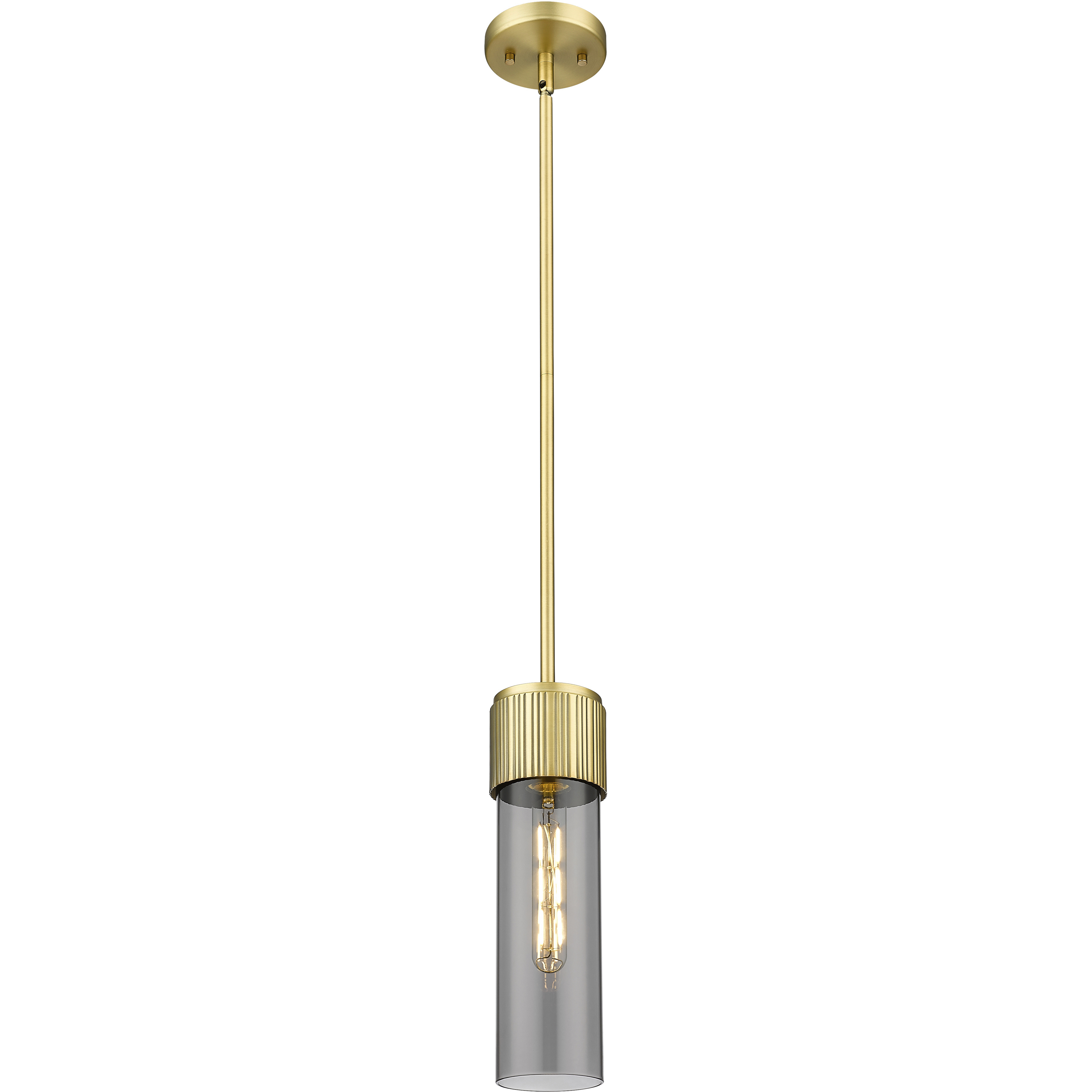 Bolivar 1 Light 4 inch Brushed Brass Pendant Ceiling Light in Light Smoke Glass