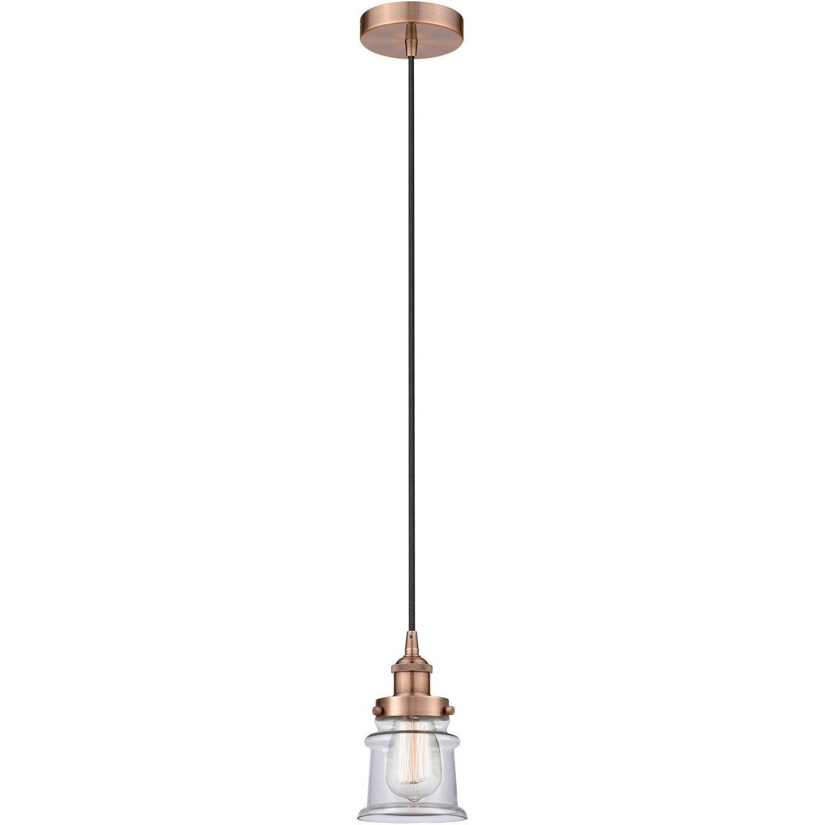 Edison Canton 1 Light 6 inch Antique Copper Mini Pendant Ceiling Light
