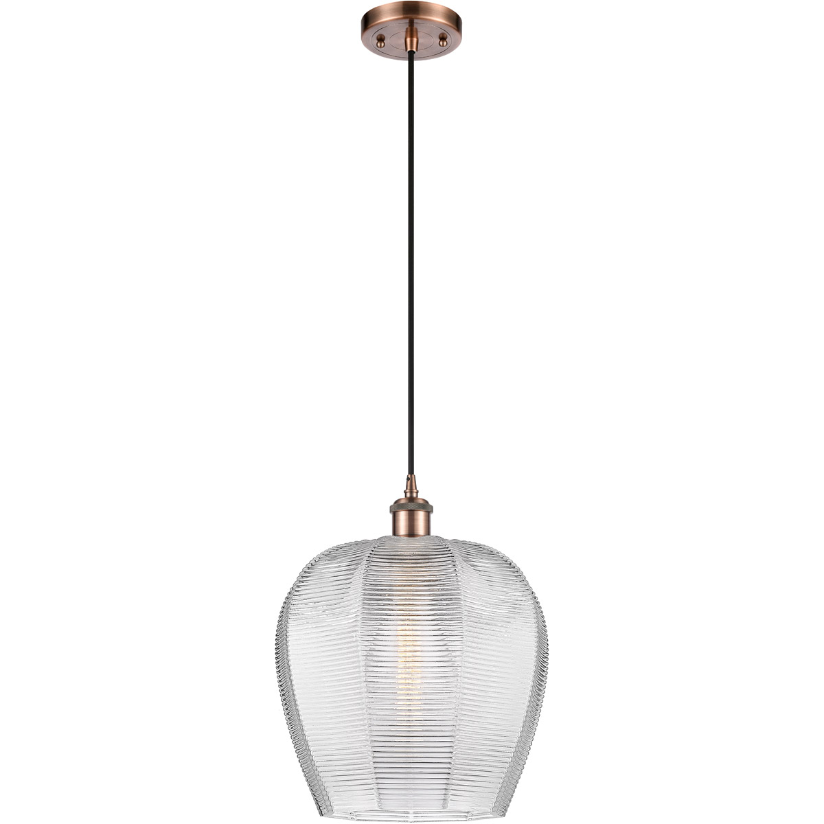 Ballston Norfolk 1 Light 12 inch Antique Copper Mini Pendant Ceiling Light in Clear Glass