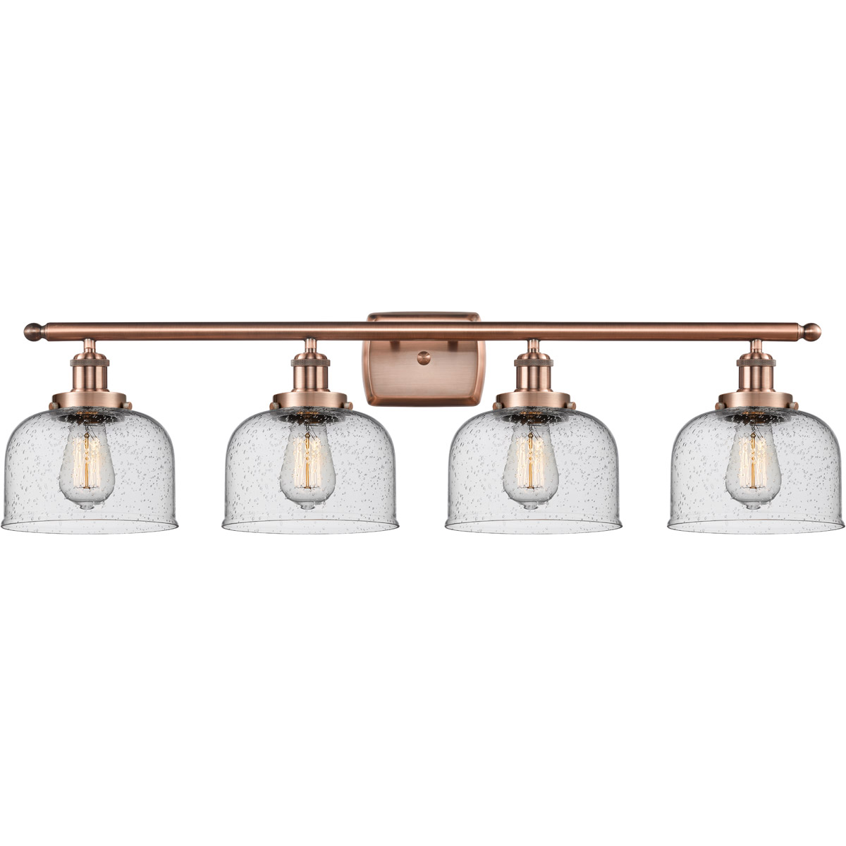 Ballston Large Bell LED 36 inch Antique Copper Bath Vanity Light Wall Light in Seedy Glass