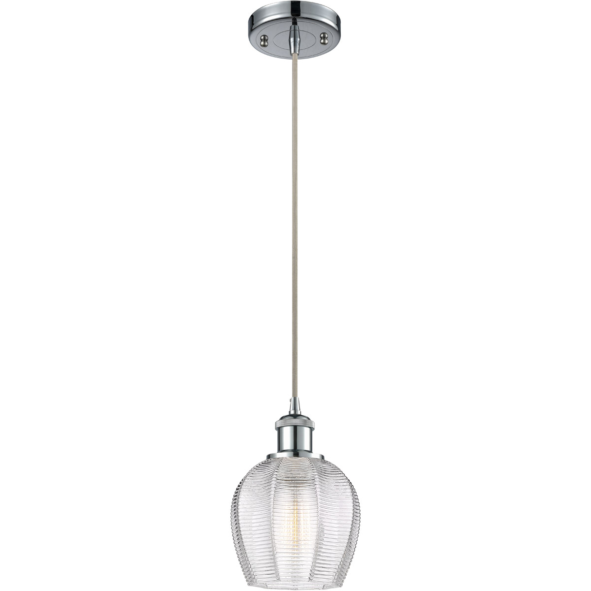 Ballston Norfolk LED 6 inch Polished Chrome Mini Pendant Ceiling Light in Clear Glass