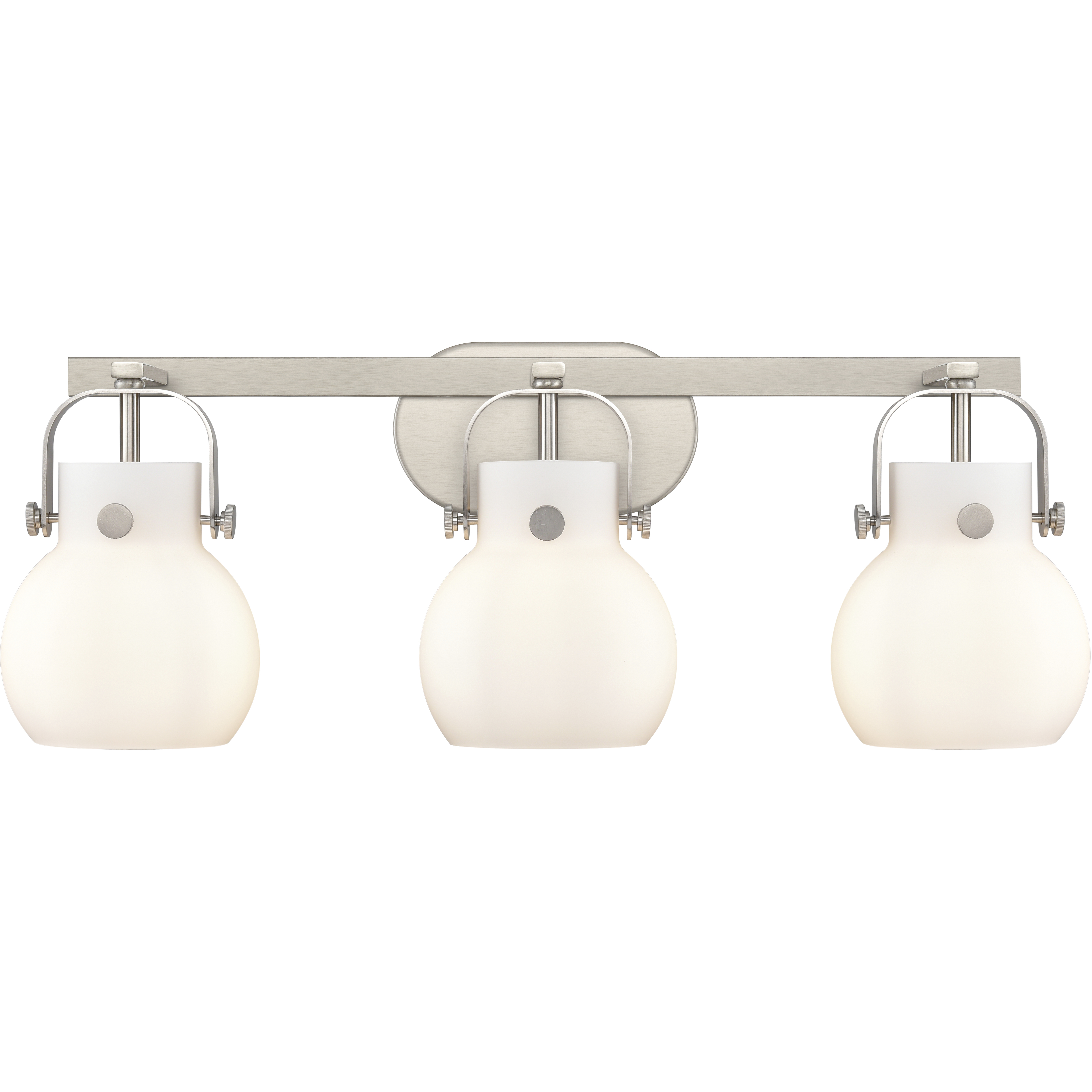 Pilaster II Sphere 3 Light 26.5 inch Satin Nickel Bath Vanity Light Wall Light in Matte White Glass