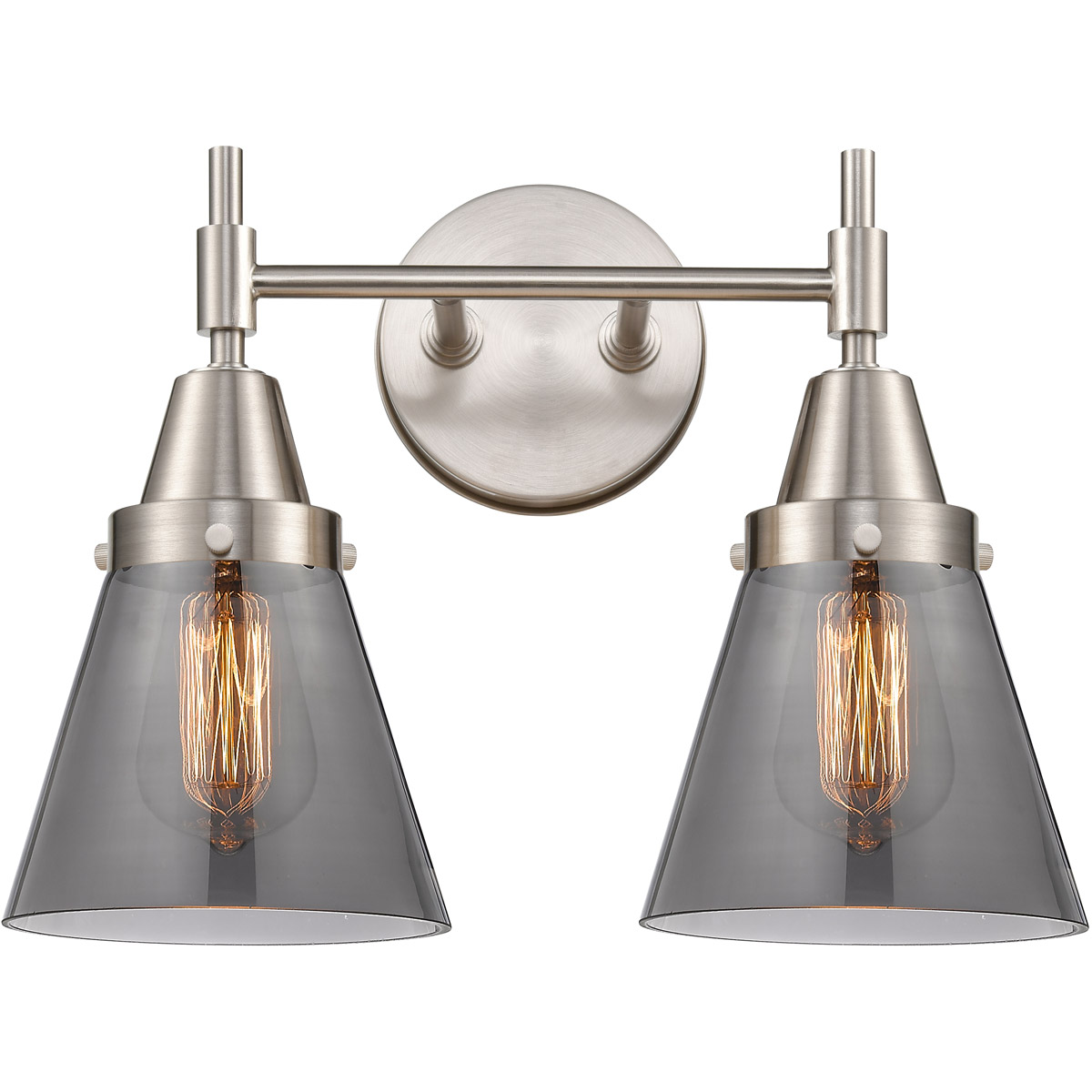 Caden 2 Light 15.25 inch Satin Nickel Bath Vanity Light Wall Light in Light Smoke Glass