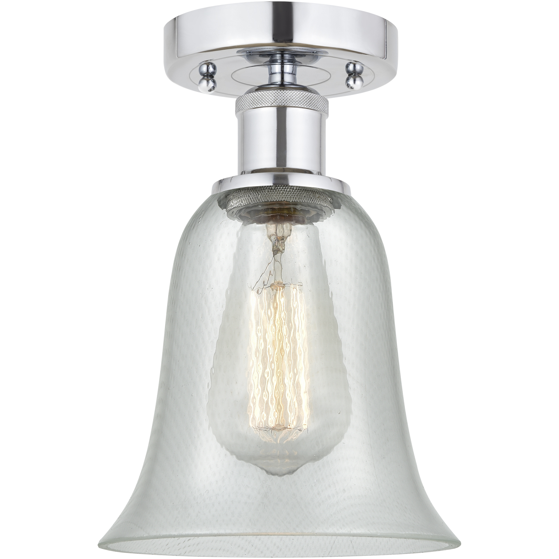 Edison Hanover 1 Light 6.25 inch Polished Chrome Semi-Flush Mount Ceiling Light in Fishnet Glass