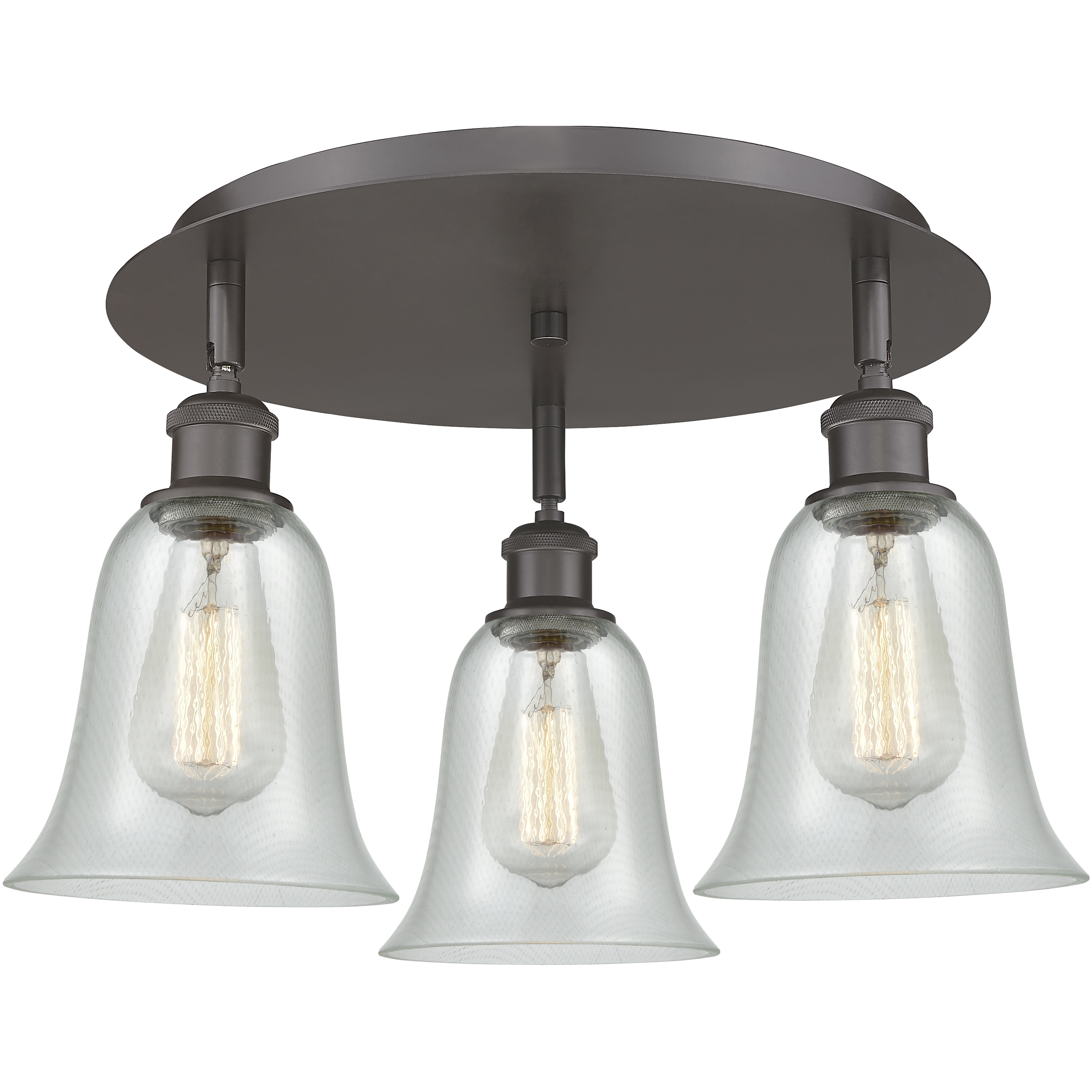 Hanover 3 Light 18 inch Oil Rubbed Bronze Flush Mount Ceiling Light in Fishnet