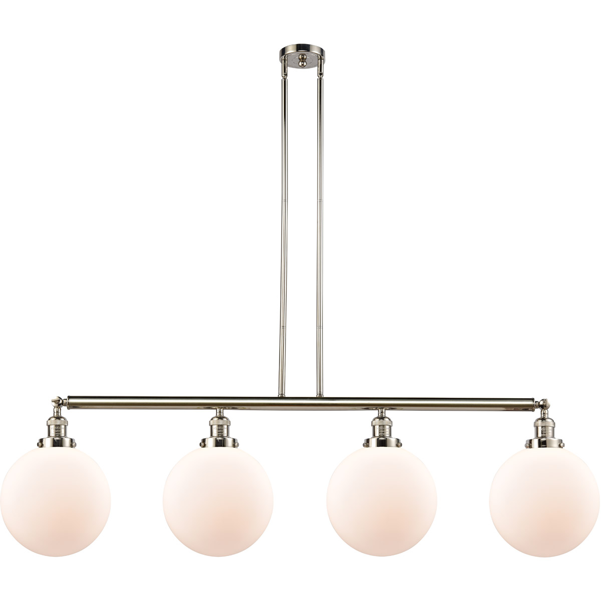 Franklin Restoration X-Large Beacon 4 Light 54 inch Polished Nickel Island Light Ceiling Light in Matte White Glass, Franklin Restoration