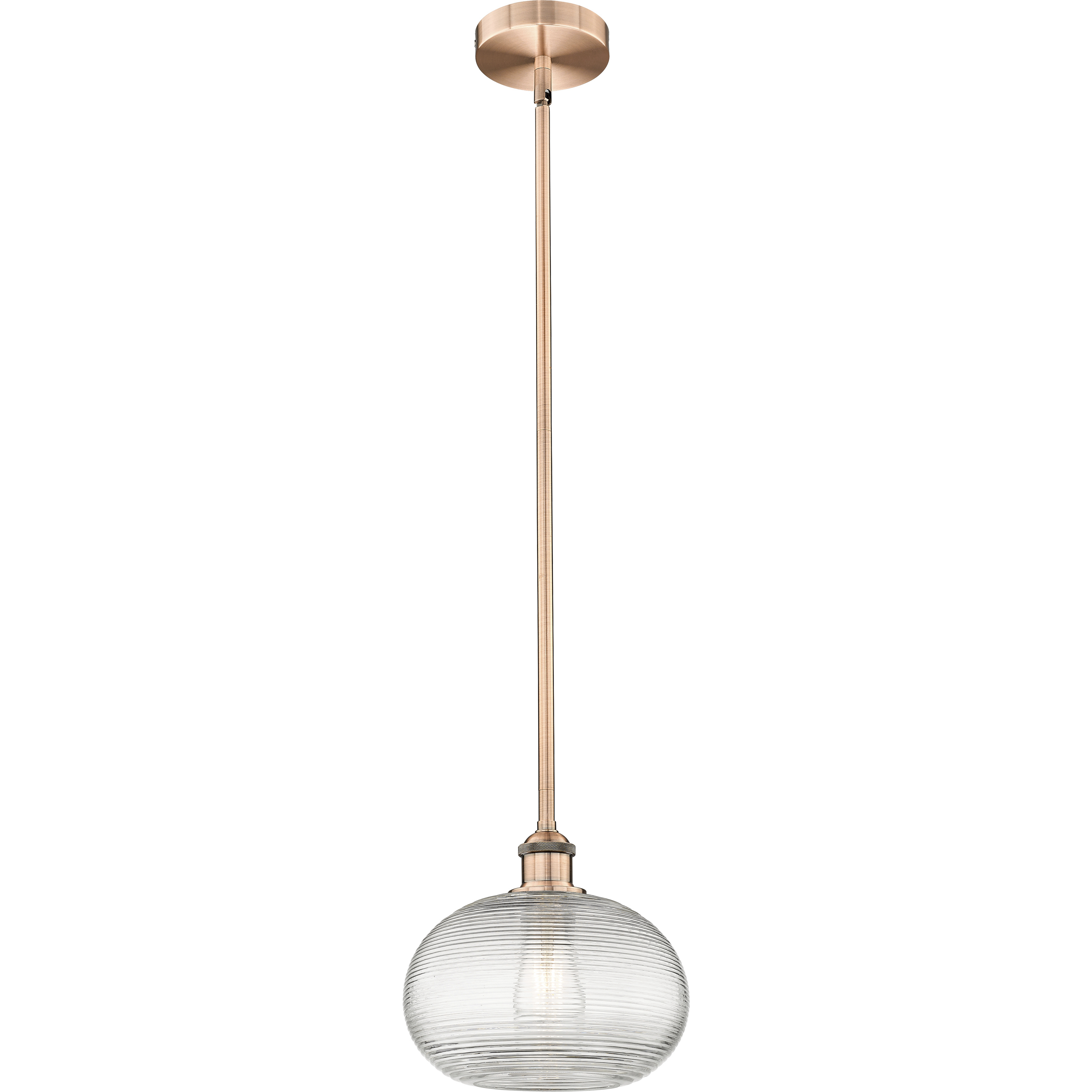 Edison Ithaca 1 Light 10 inch Antique Copper Stem Hung Mini Pendant Ceiling Light