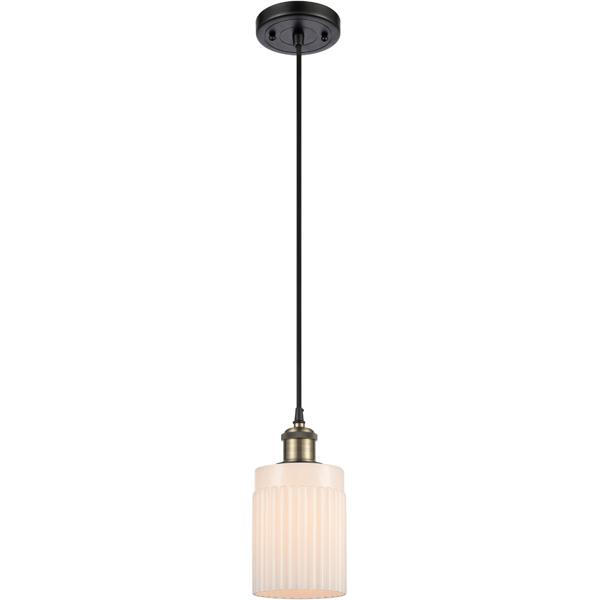 Ballston Hadley LED 4.5 inch Black Antique Brass Mini Pendant Ceiling Light in Matte White Glass, Black Textured, Ballston