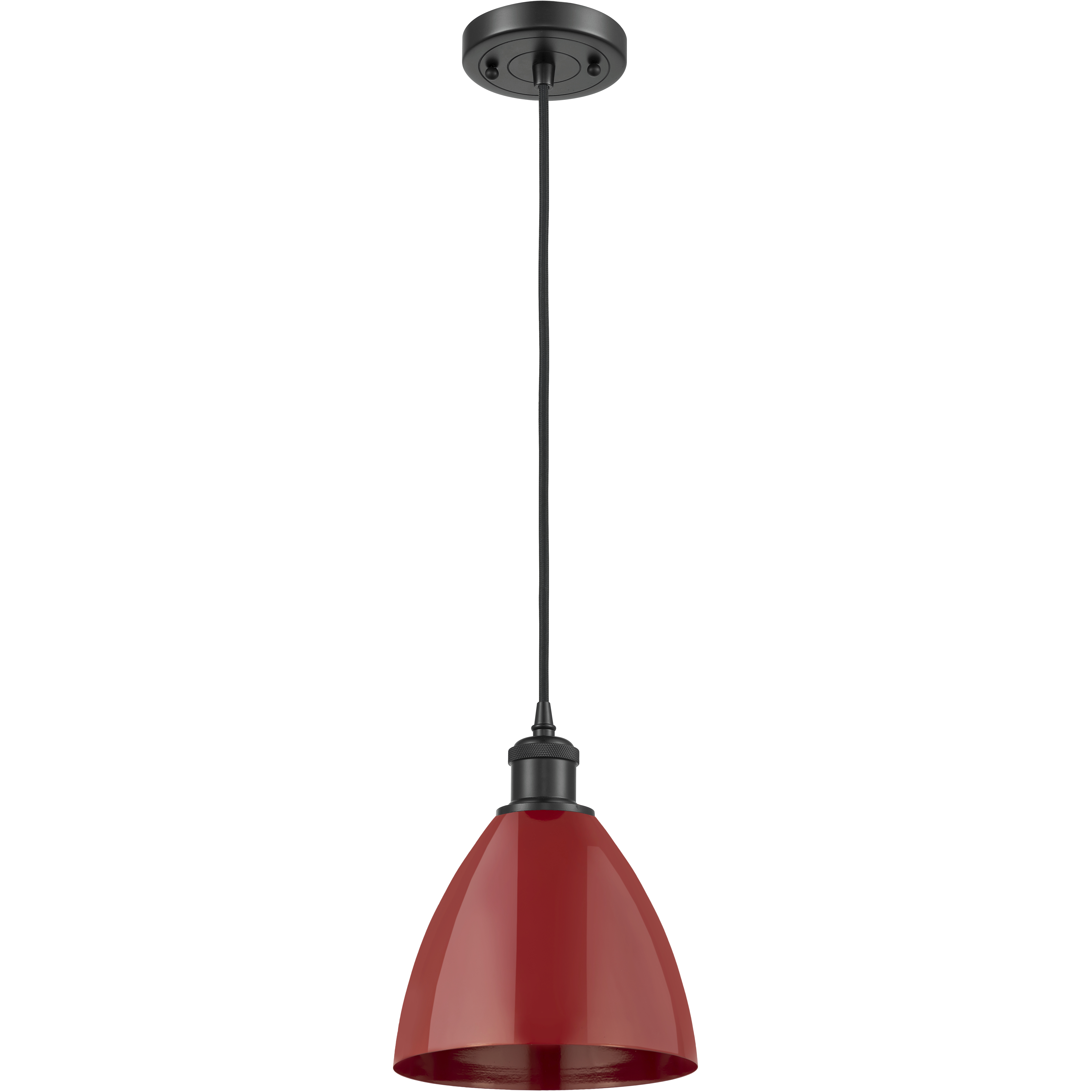 Ballston Plymouth Dome 1 Light 8 inch Matte Black Mini Pendant Ceiling Light in Matte Red