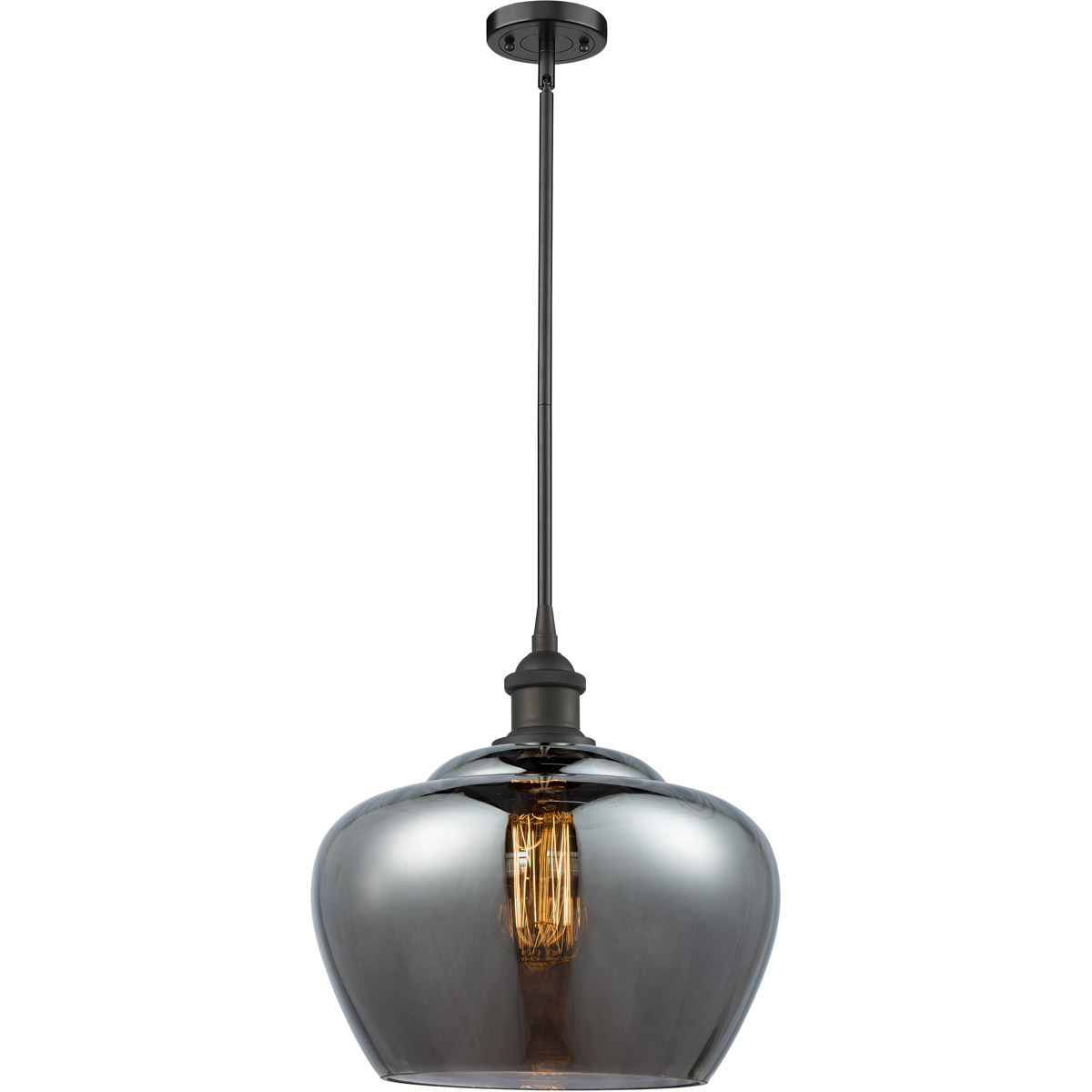 Ballston Large Fenton 1 Light 11 inch Oil Rubbed Bronze Pendant Ceiling Light in Plated Smoke Glass, Ballston