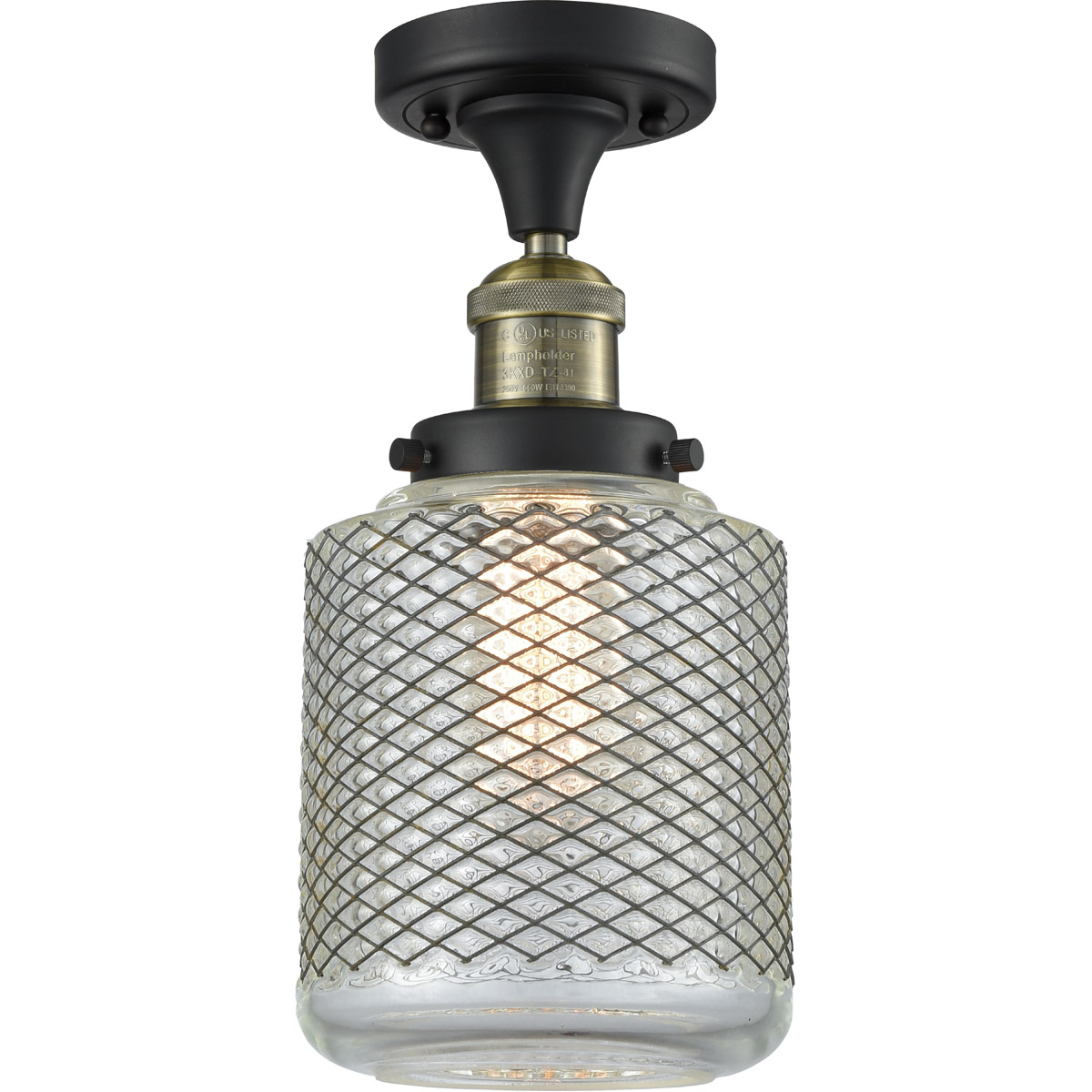 Franklin Restoration Stanton 1 Light 6 inch Black Antique Brass Semi-Flush Mount Ceiling Light, Franklin Restoration