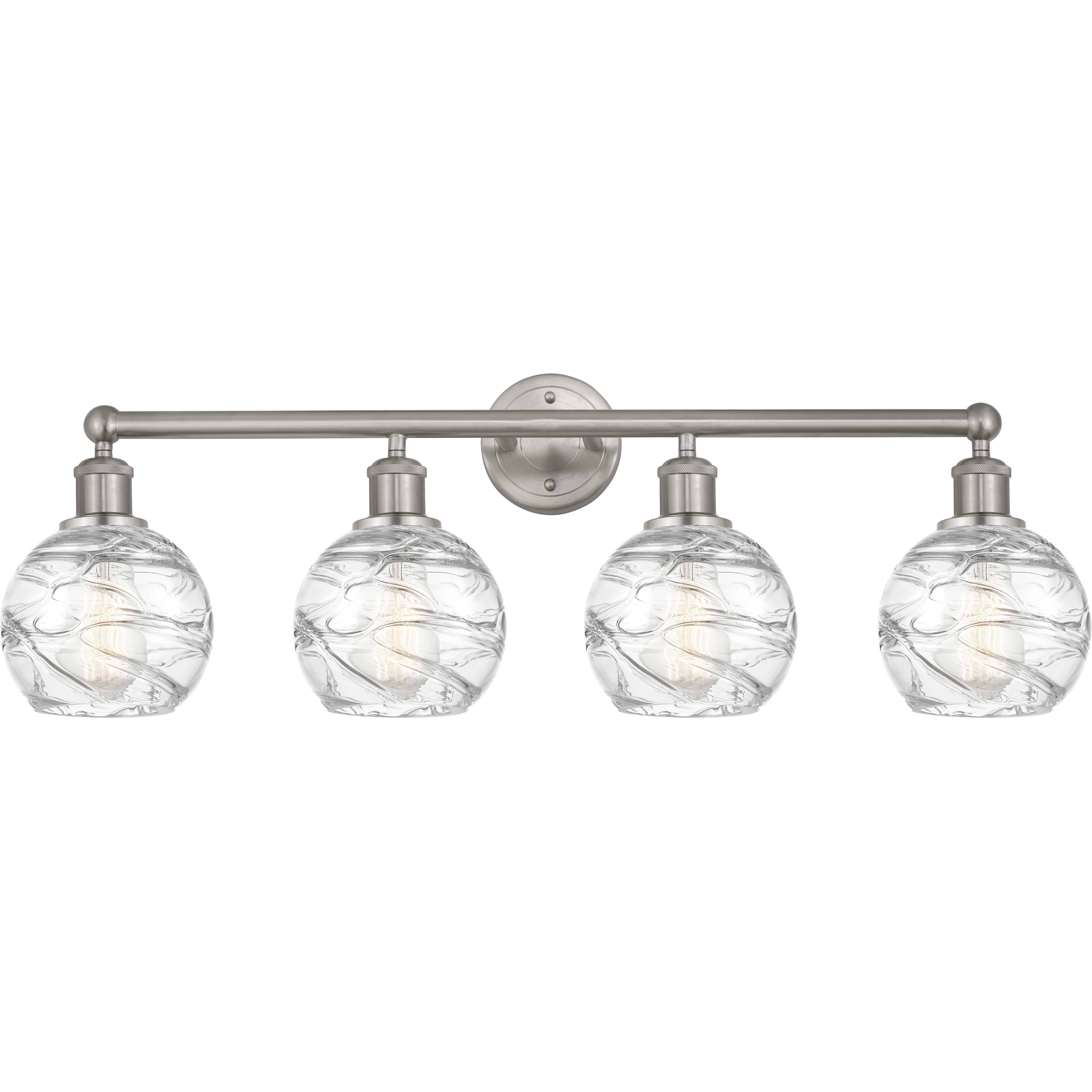 Edison Athens Deco Swirl 4 Light 33 inch Brushed Satin Nickel Bath Vanity Light Wall Light