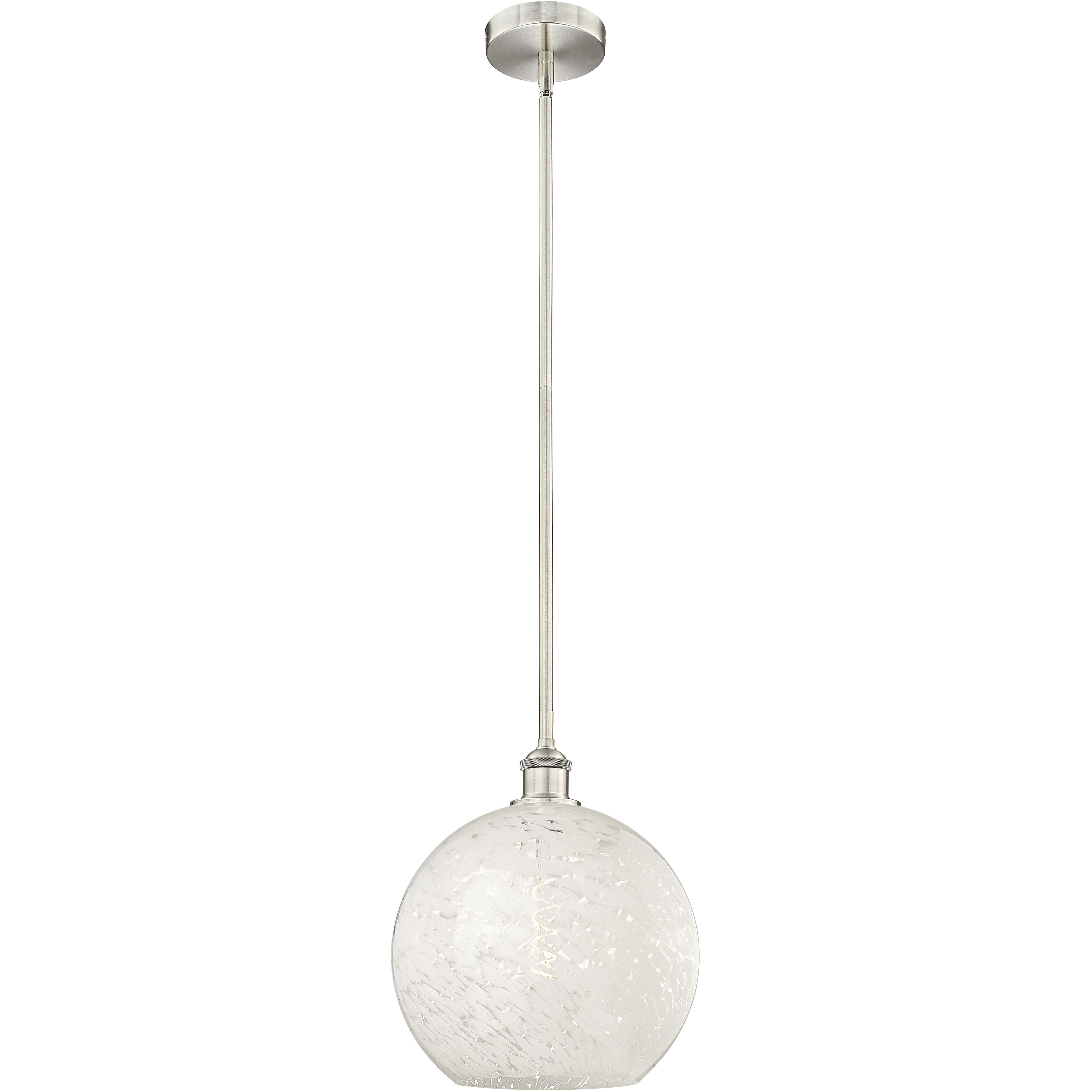 Edison White Mouchette 1 Light 12 inch Brushed Satin Nickel Stem Hung Pendant Ceiling Light