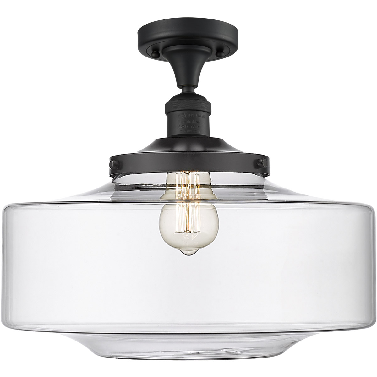 Franklin Restoration Bridgeton LED 11.75 inch Brushed Brass Semi-Flush Mount Ceiling Light in Clear Glass