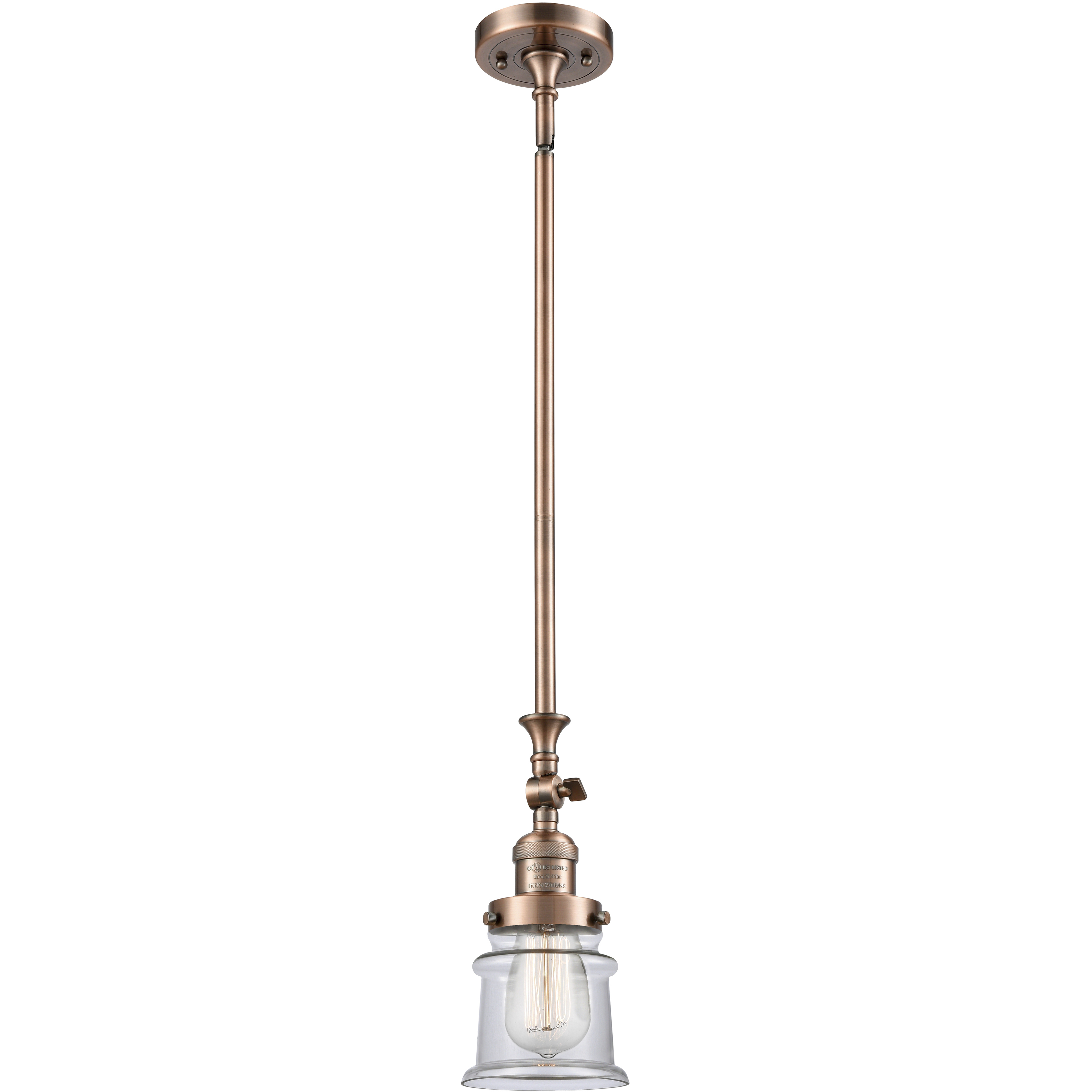 Franklin Restoration Canton 1 Light 6.5 inch Antique Copper Mini Pendant Ceiling Light in Incandescent, Clear, Franklin Restoration