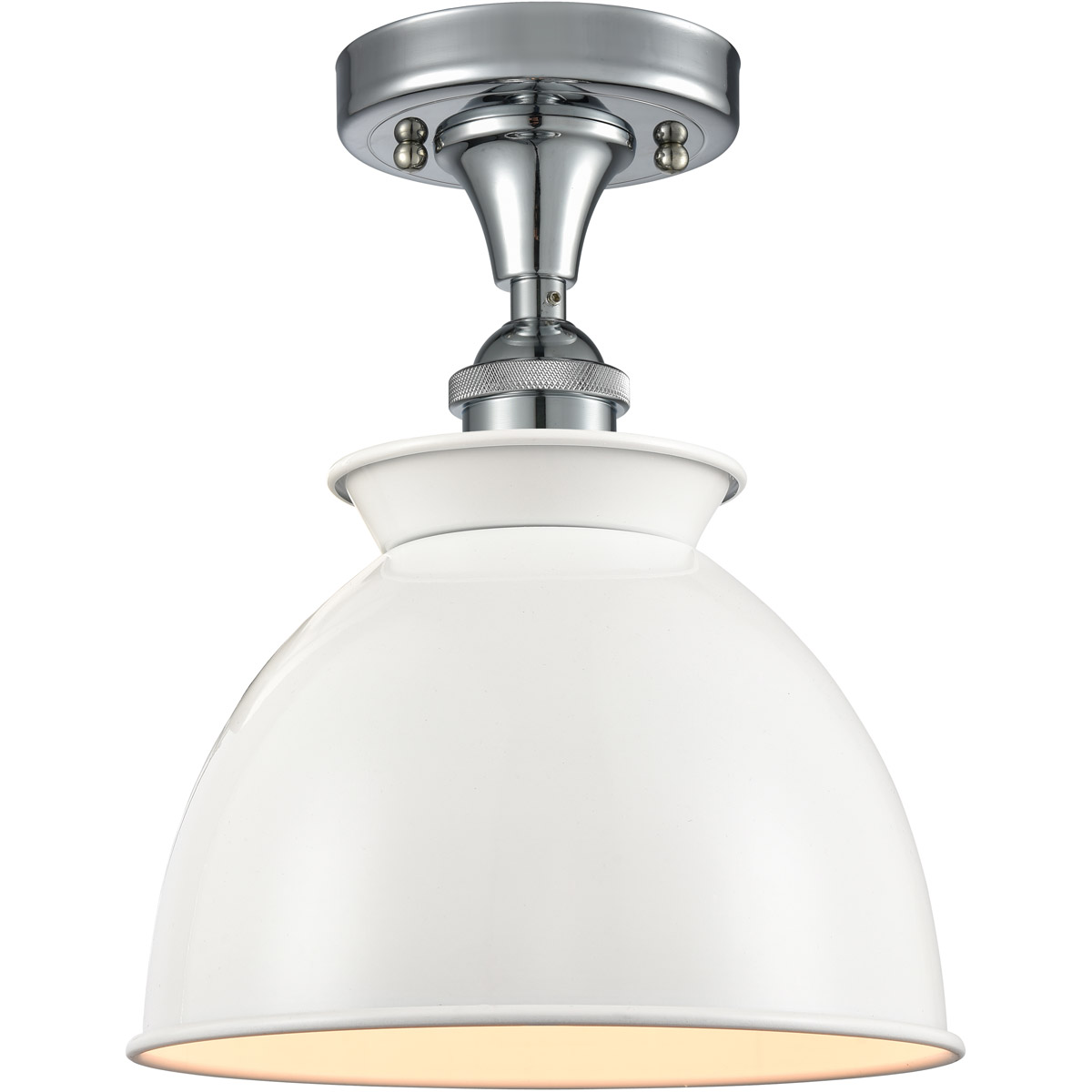 Ballston Adirondack LED 9 inch Black Antique Brass Semi-Flush Mount Ceiling Light in Glossy White, Ballston