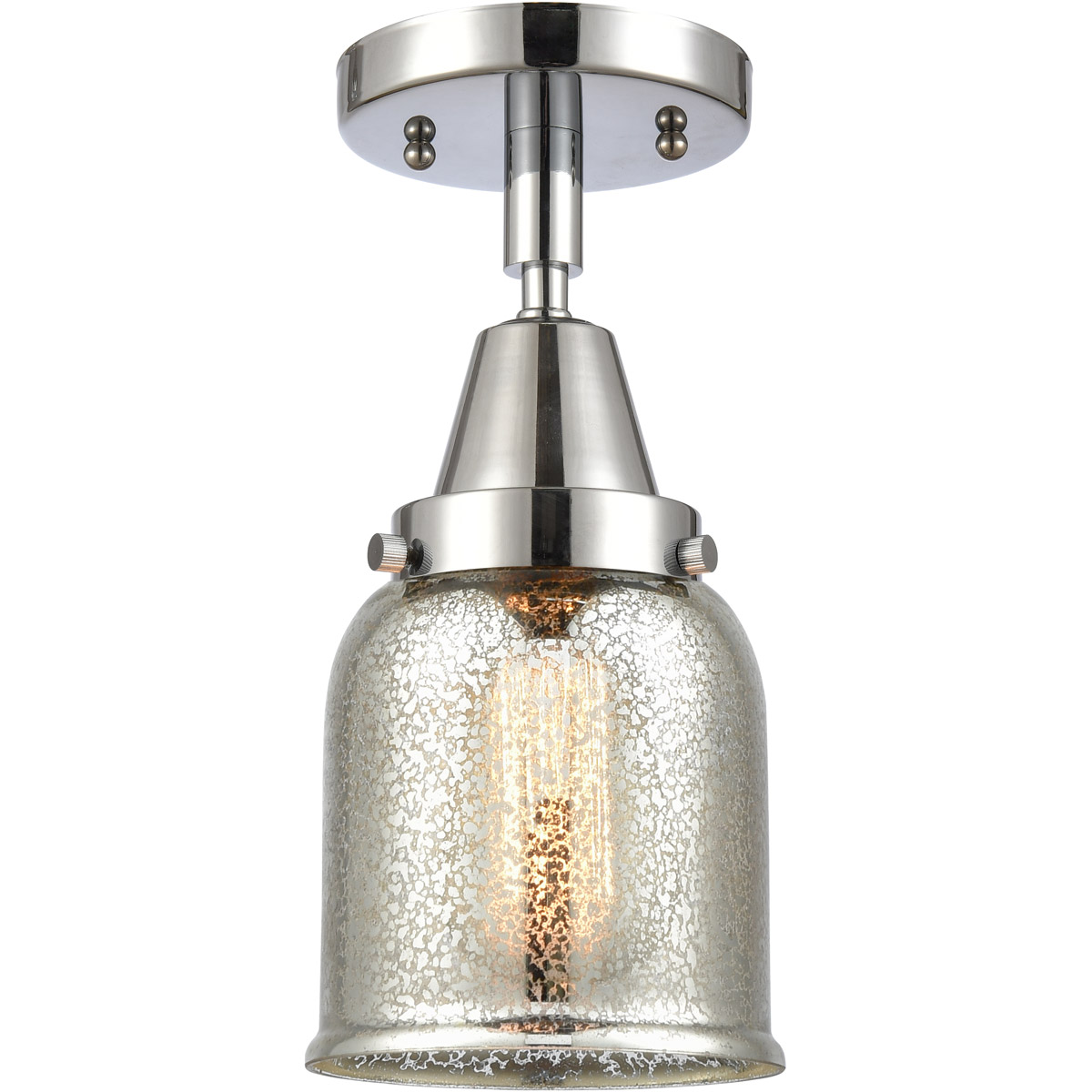 Franklin Restoration Small Bell 1 Light 5 inch Polished Chrome Flush Mount Ceiling Light in Silver Plated Mercury Glass