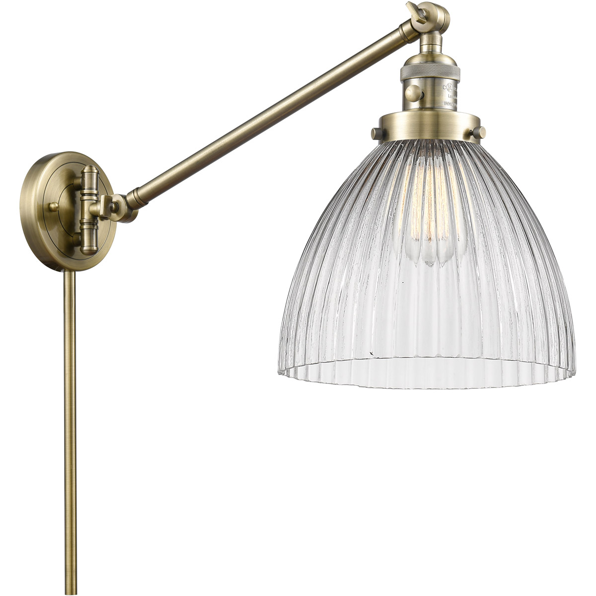 Seneca Falls 18 inch 60.00 watt Antique Brass Swing Arm Wall Light, Franklin Restoration