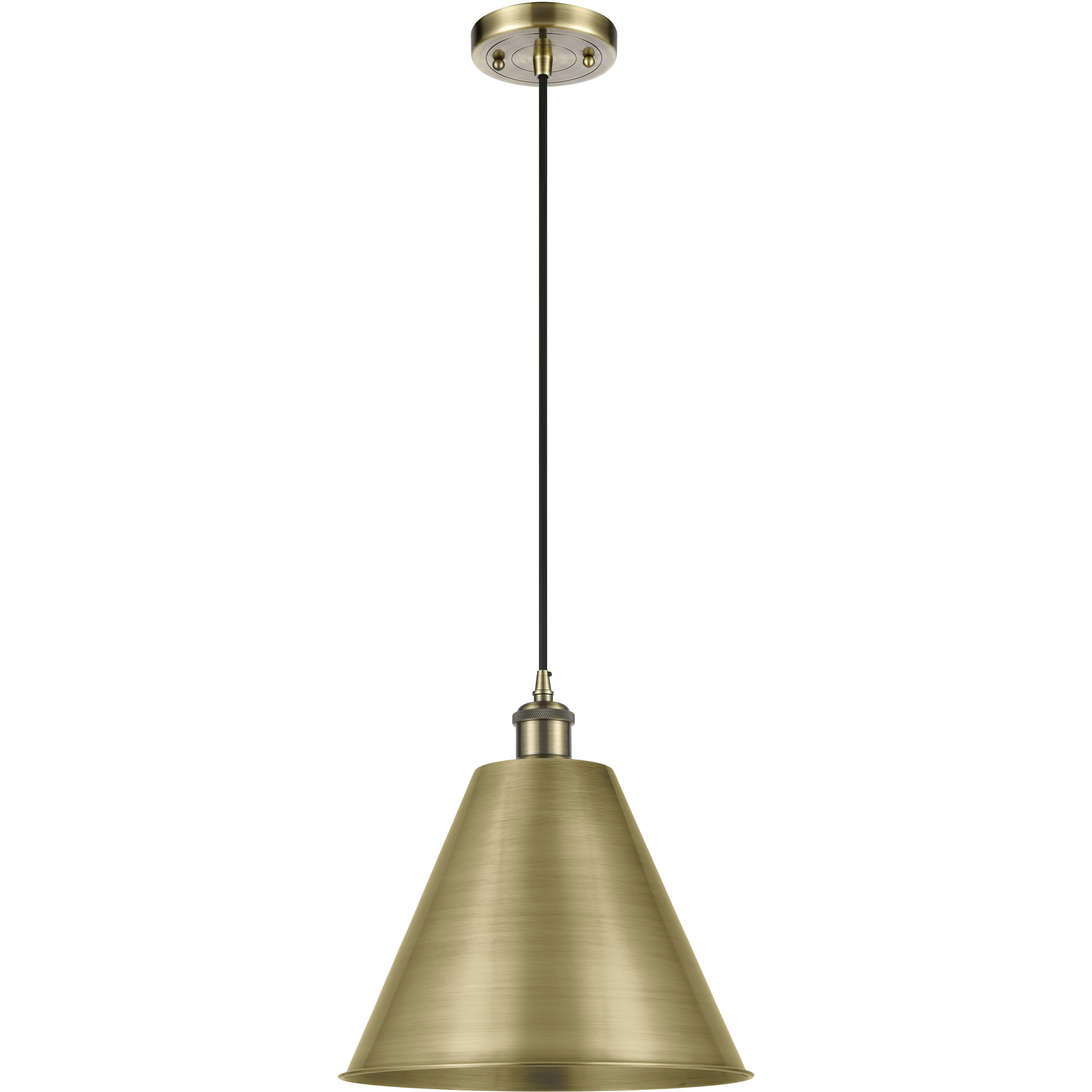 Ballston Cone 1 Light 12 inch Antique Brass Mini Pendant Ceiling Light