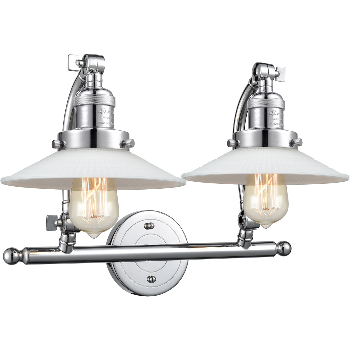 Franklin Restoration Halophane LED 18 inch Polished Chrome Bath Vanity Light Wall Light in Matte White Halophane Glass, Franklin Restoration